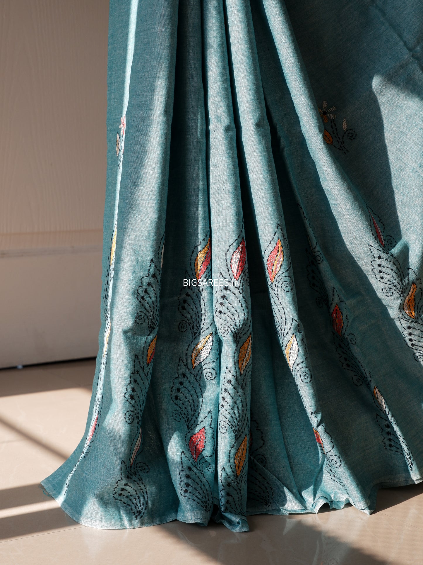 Kantha Hand Embroidered Pure Cotton Saree