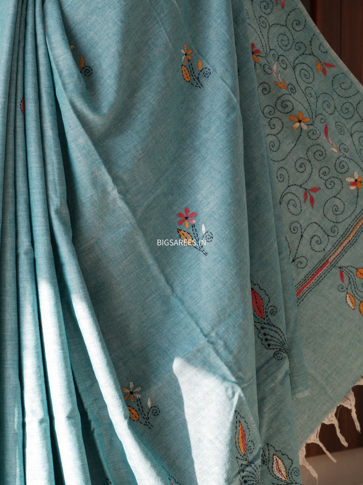 Kantha Hand Embroidered Pure Cotton Saree