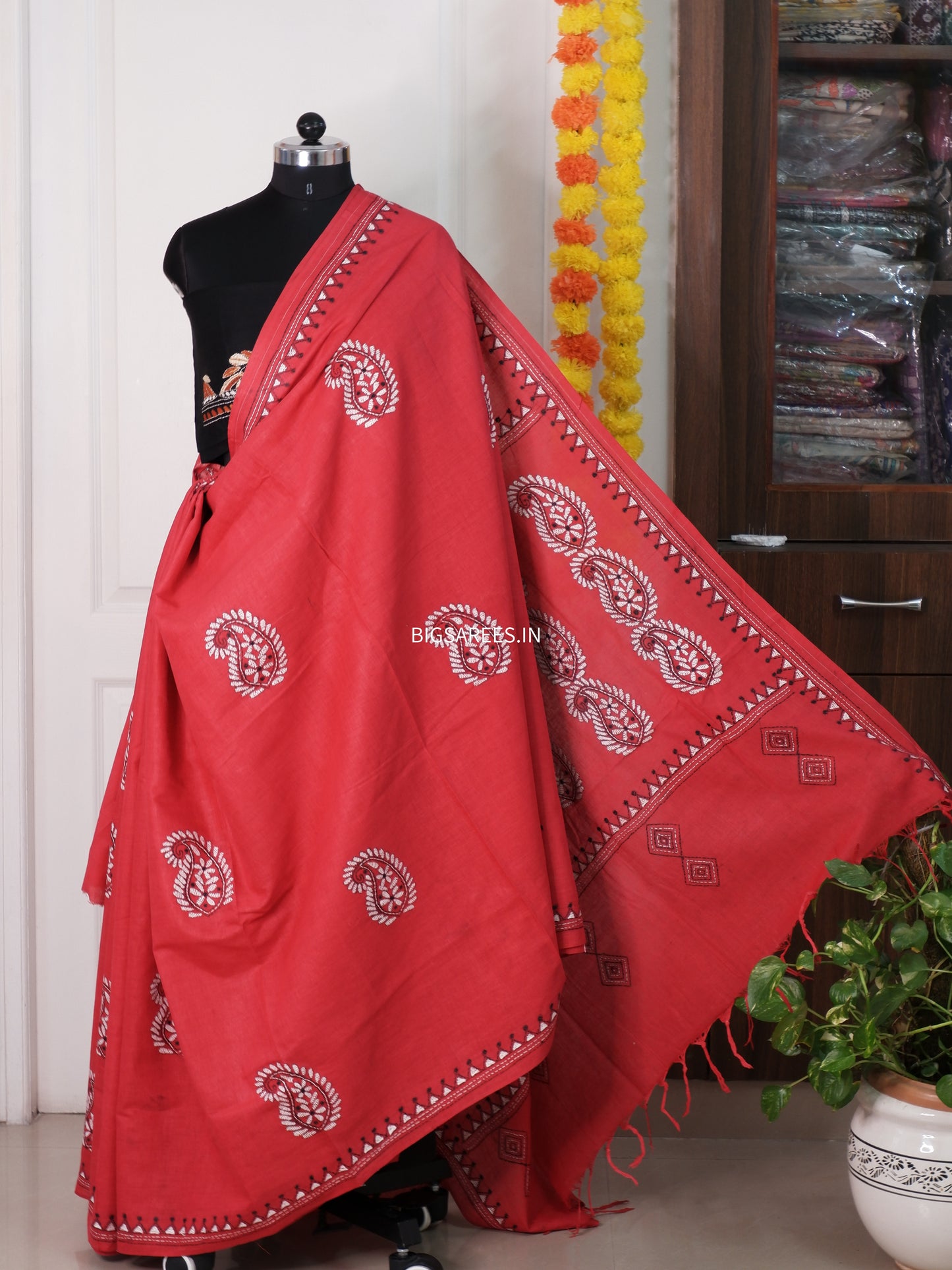 Kantha Hand Embroidered Pure Cotton Saree