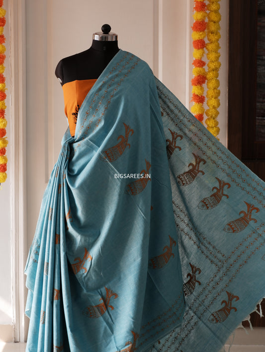 Kantha Hand Embroidered Pure Cotton Saree