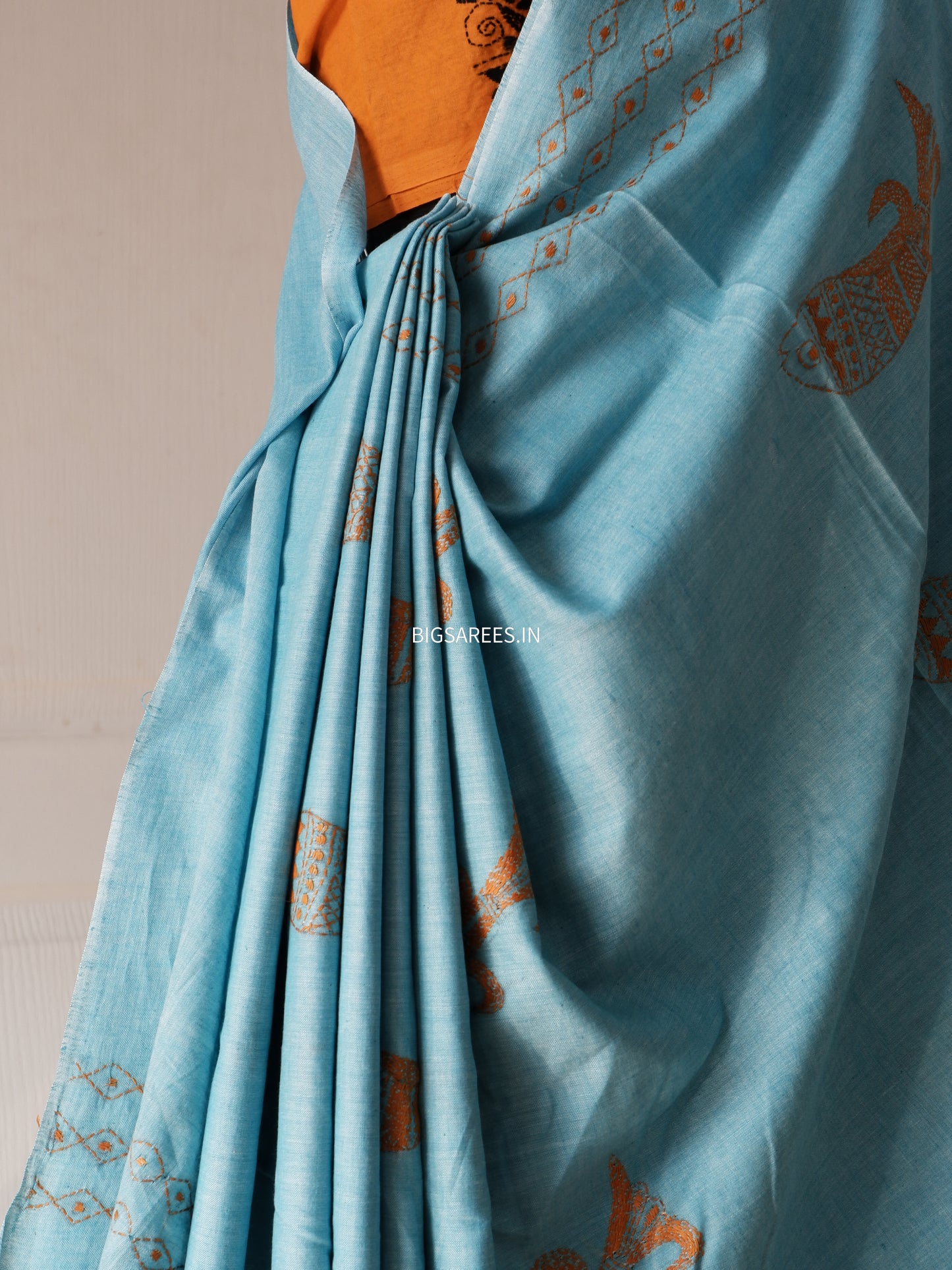 Kantha Hand Embroidered Pure Cotton Saree