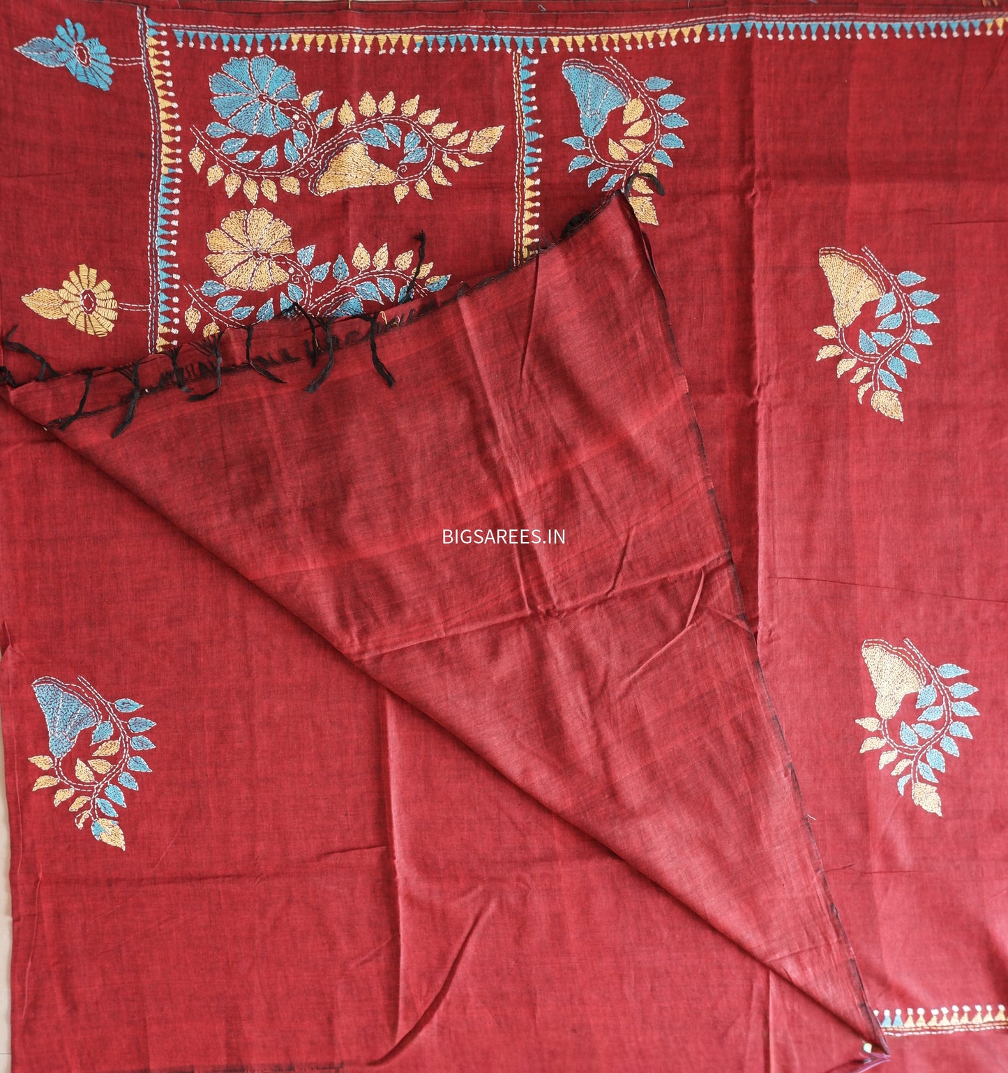 Kantha Hand Embroidered Pure Cotton Saree
