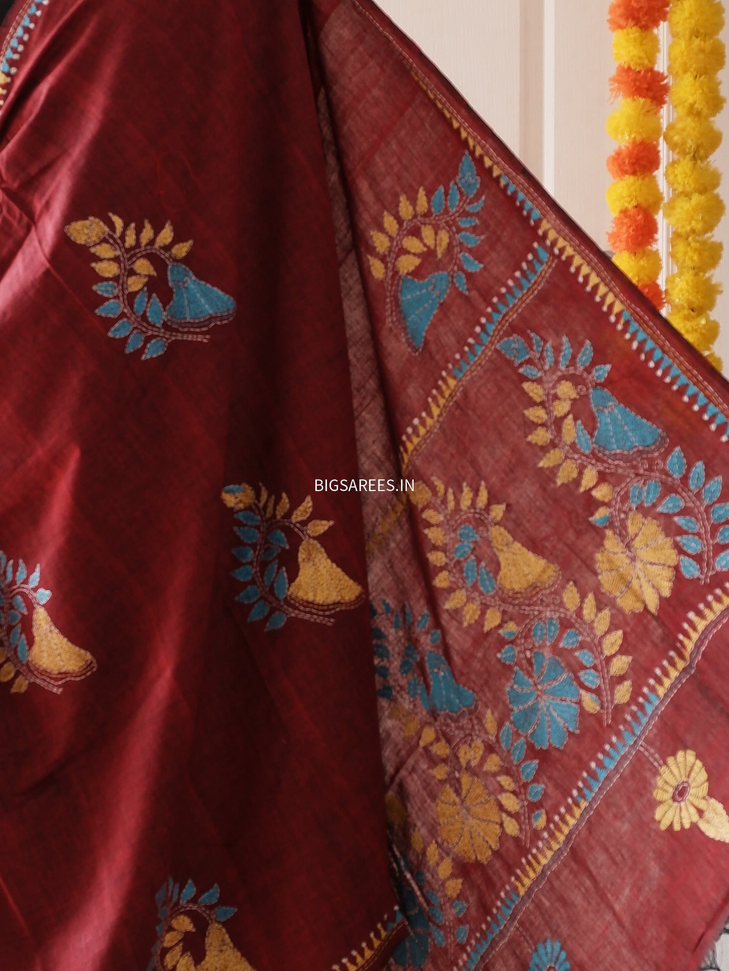 Kantha Hand Embroidered Pure Cotton Saree