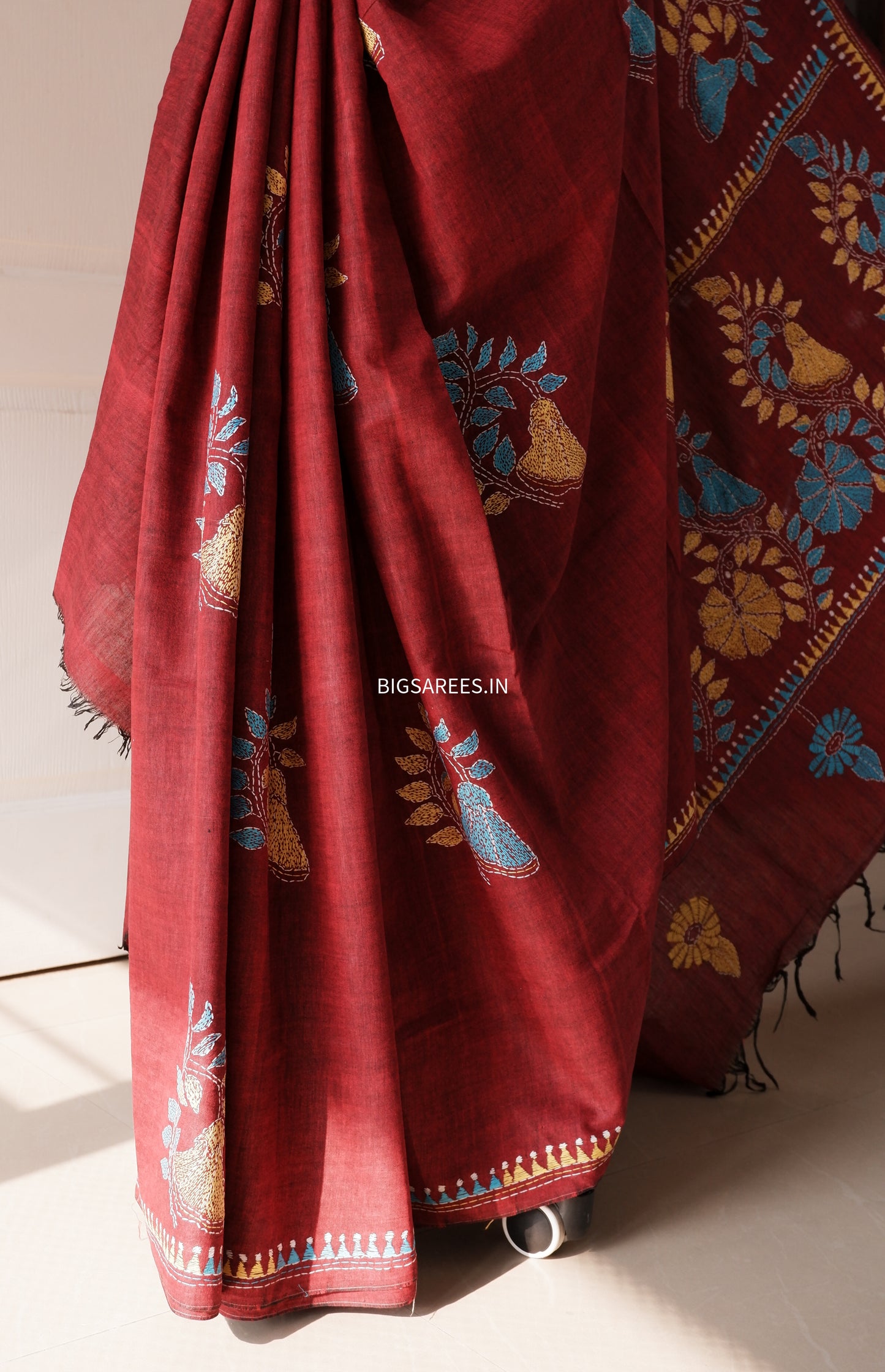 Kantha Hand Embroidered Pure Cotton Saree