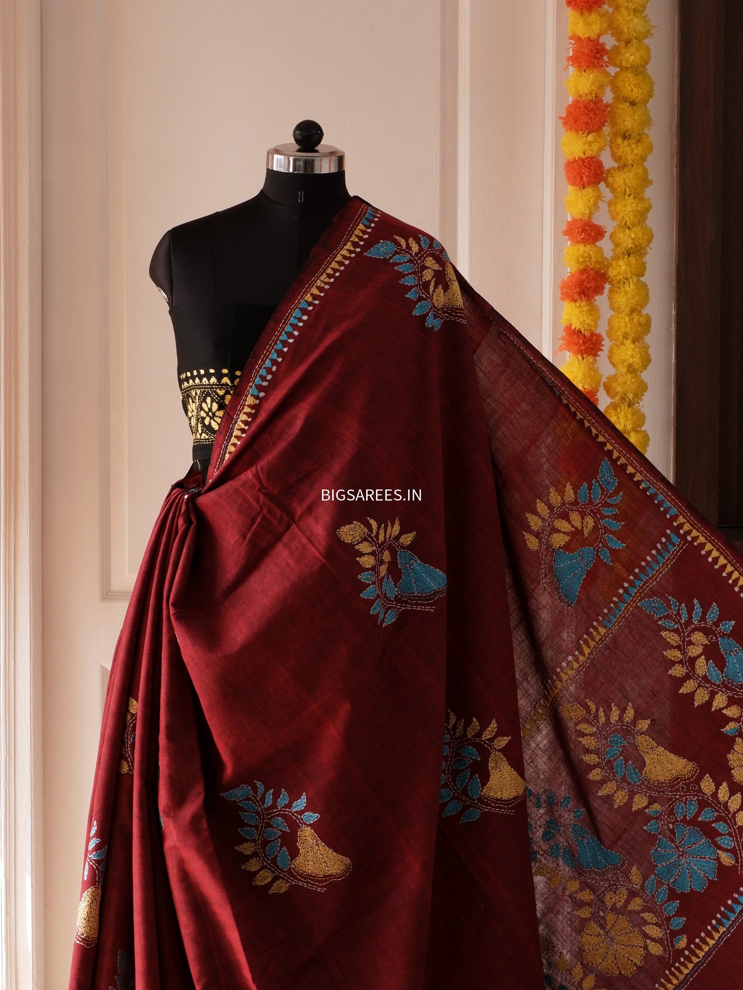 Kantha Hand Embroidered Pure Cotton Saree
