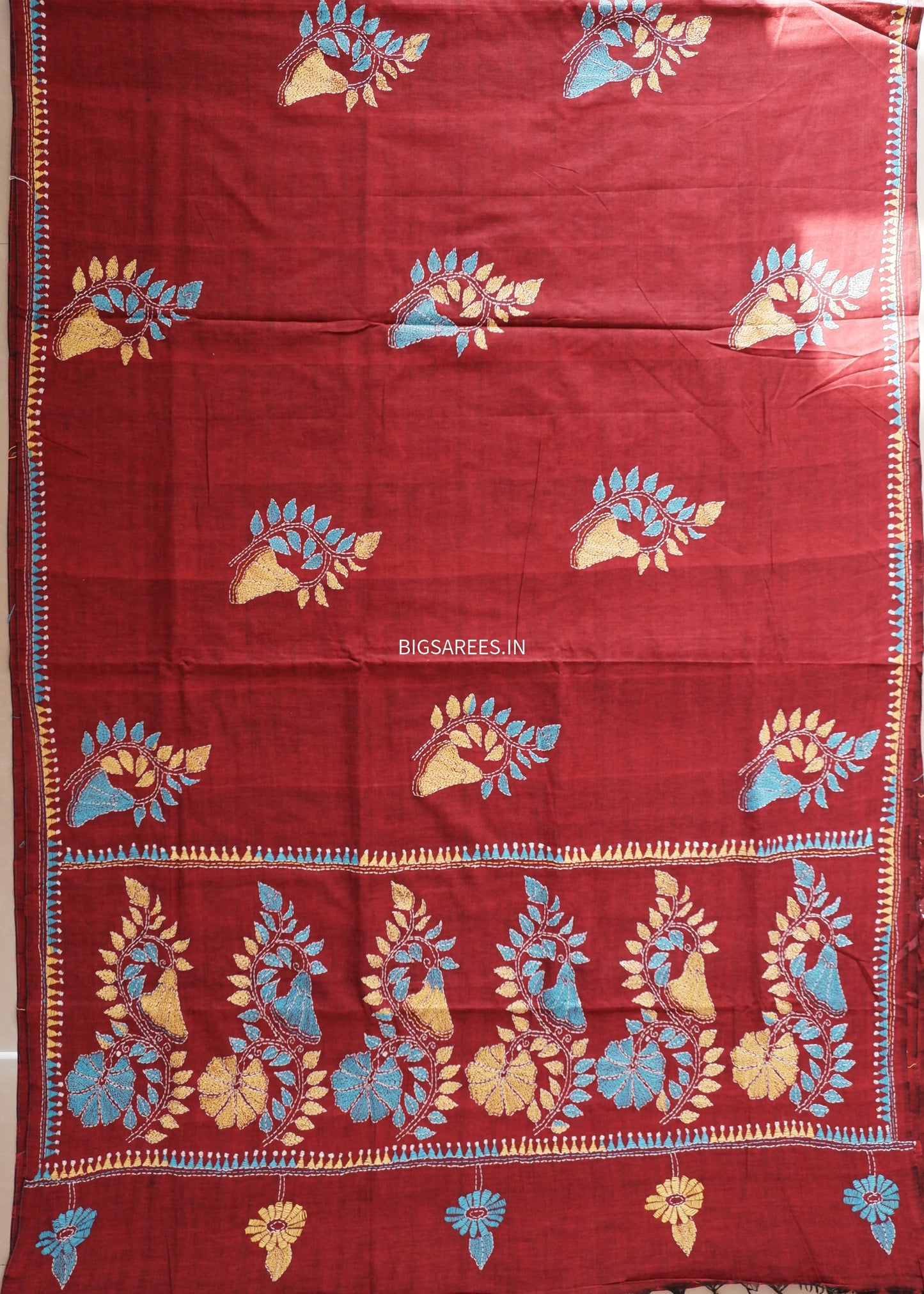 Kantha Hand Embroidered Pure Cotton Saree