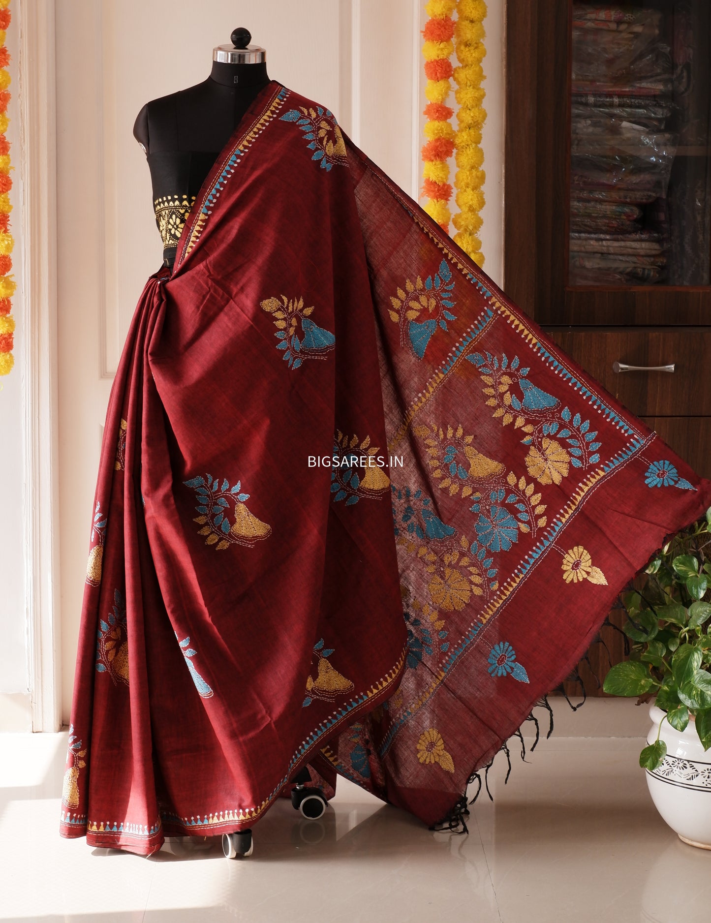 Kantha Hand Embroidered Pure Cotton Saree