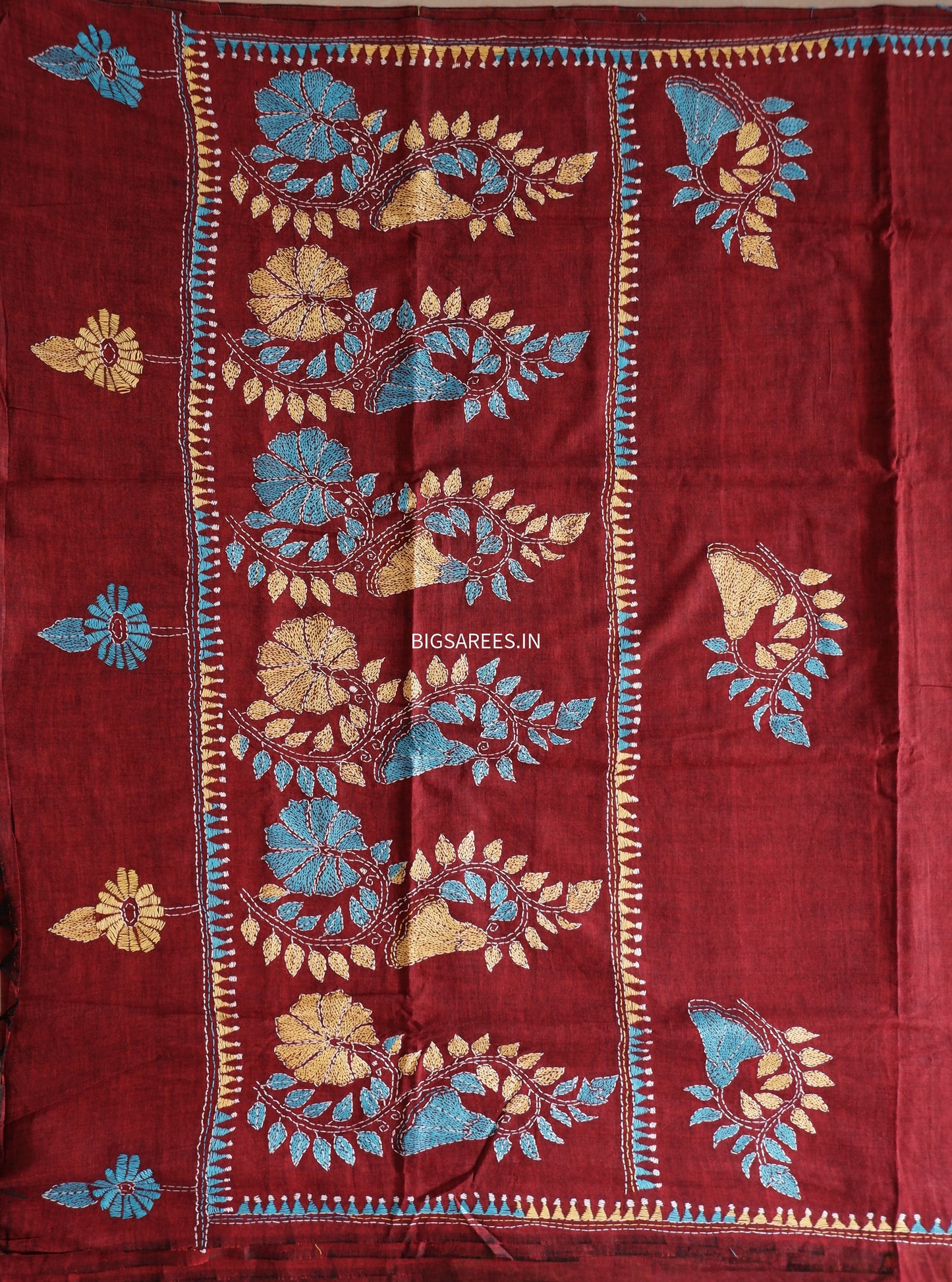 Kantha Hand Embroidered Pure Cotton Saree
