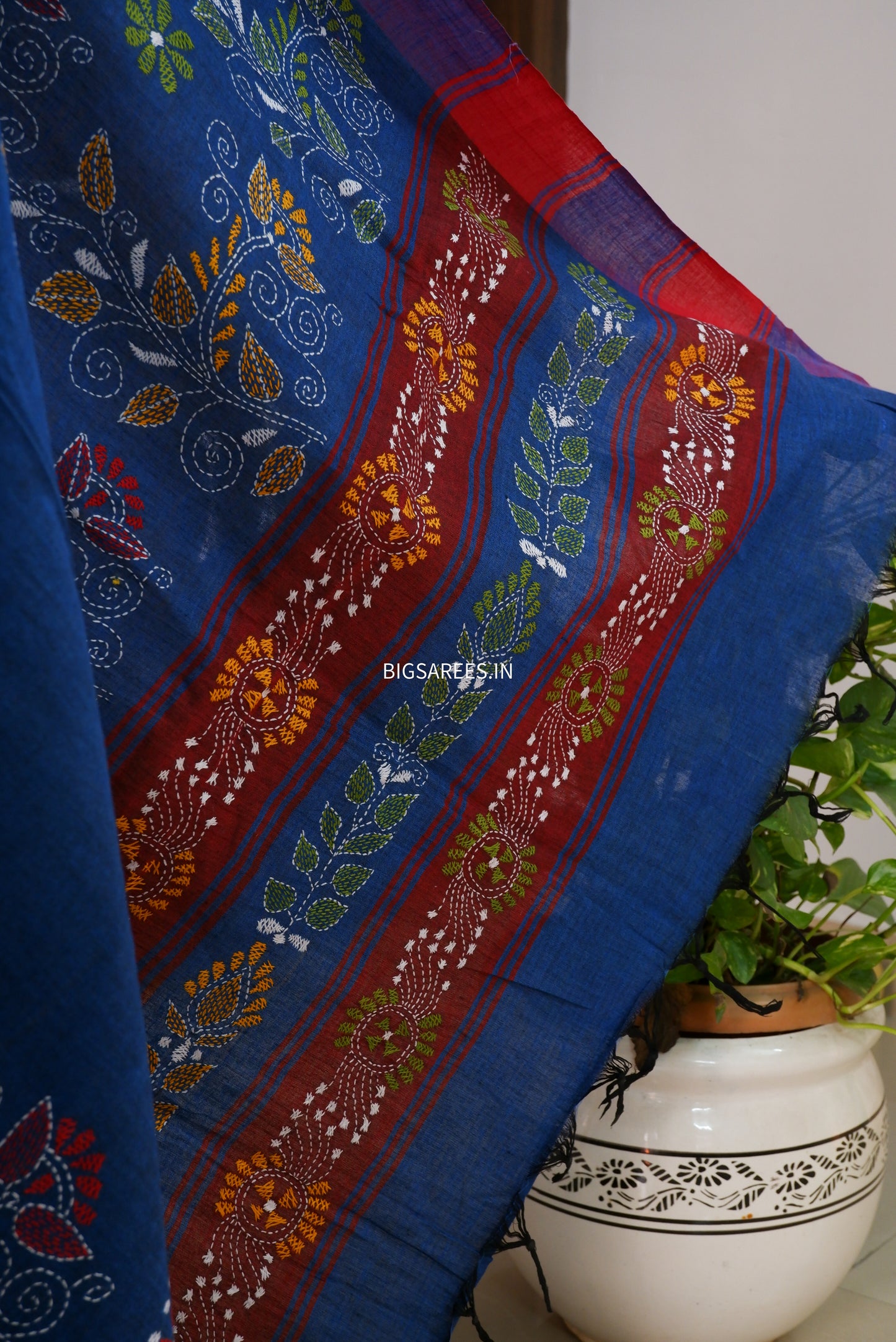Kantha Hand Embroidered Pure Cotton Saree