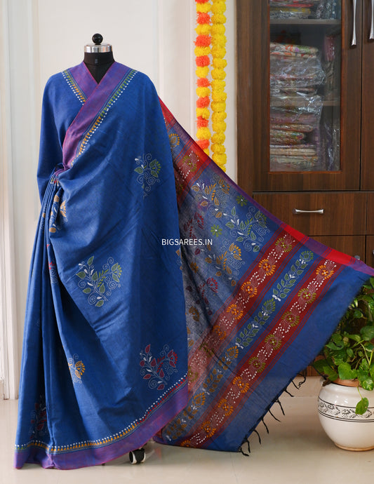 Kantha Hand Embroidered Pure Cotton Saree