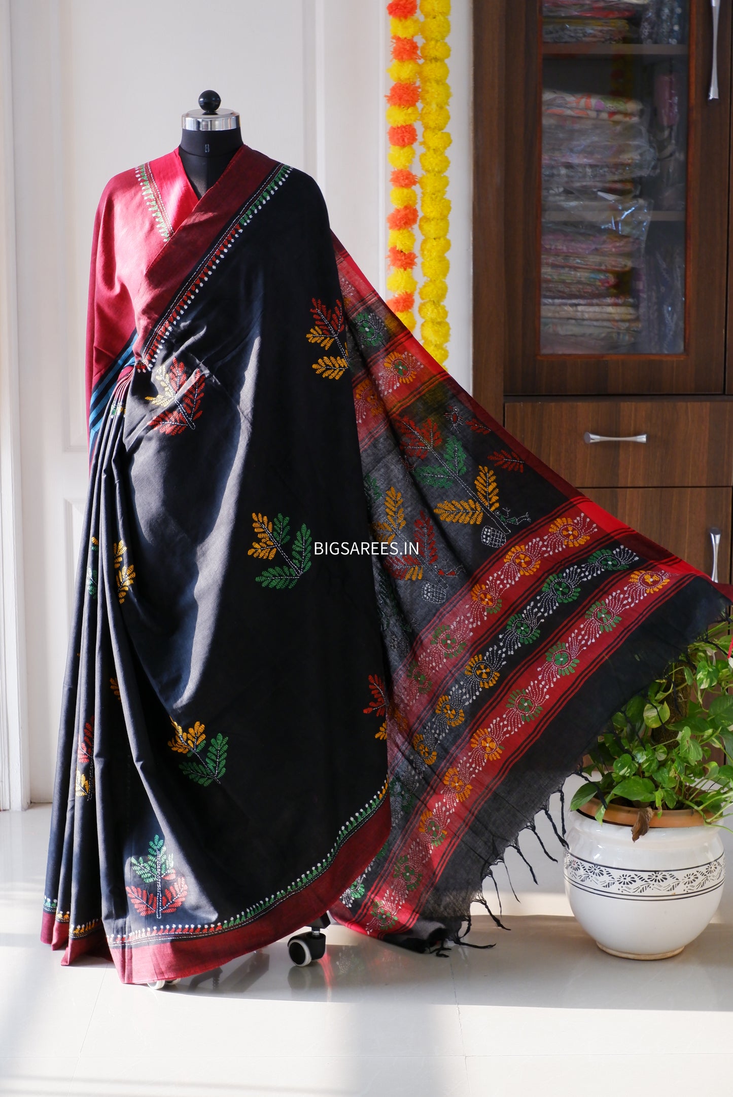 Kantha Hand Embroidered Pure Cotton Saree