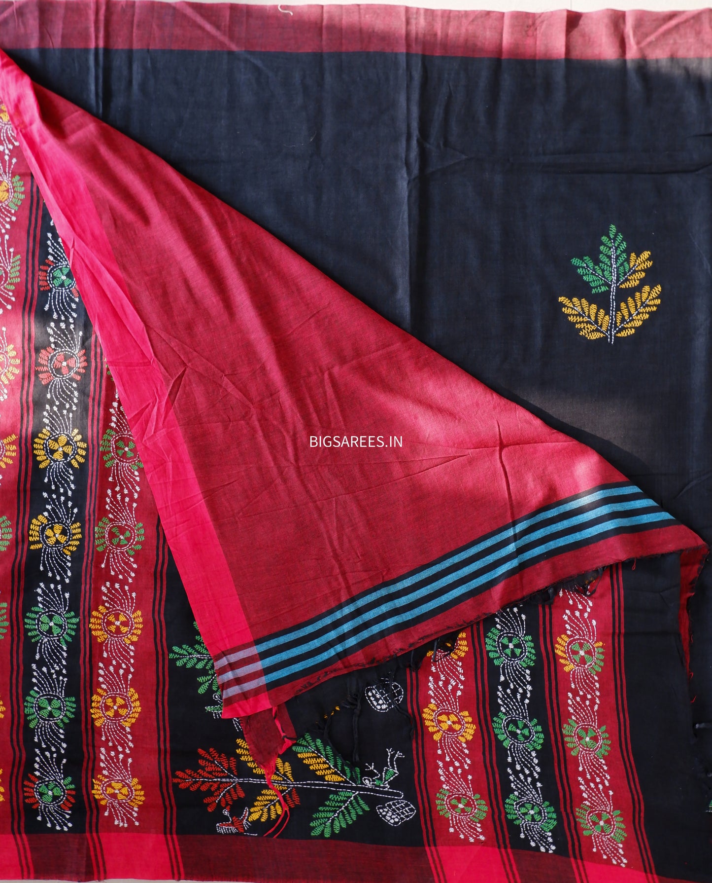 Kantha Hand Embroidered Pure Cotton Saree