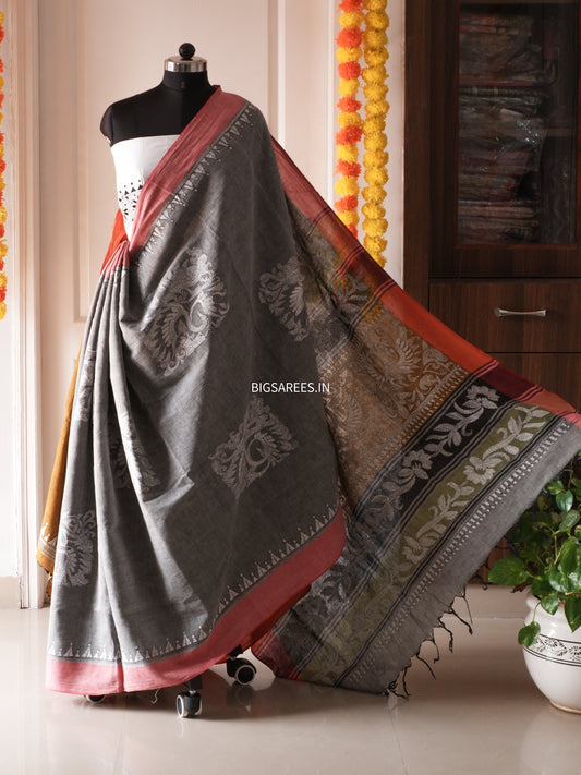 Kantha Hand Embroidered Pure Cotton Saree
