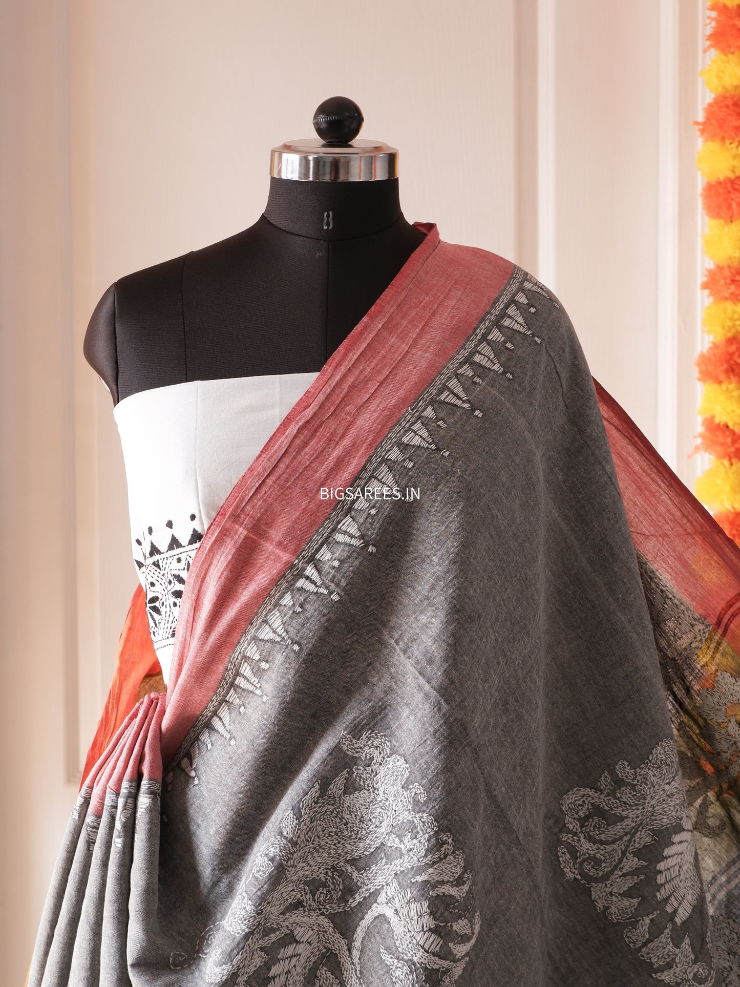 Kantha Hand Embroidered Pure Cotton Saree