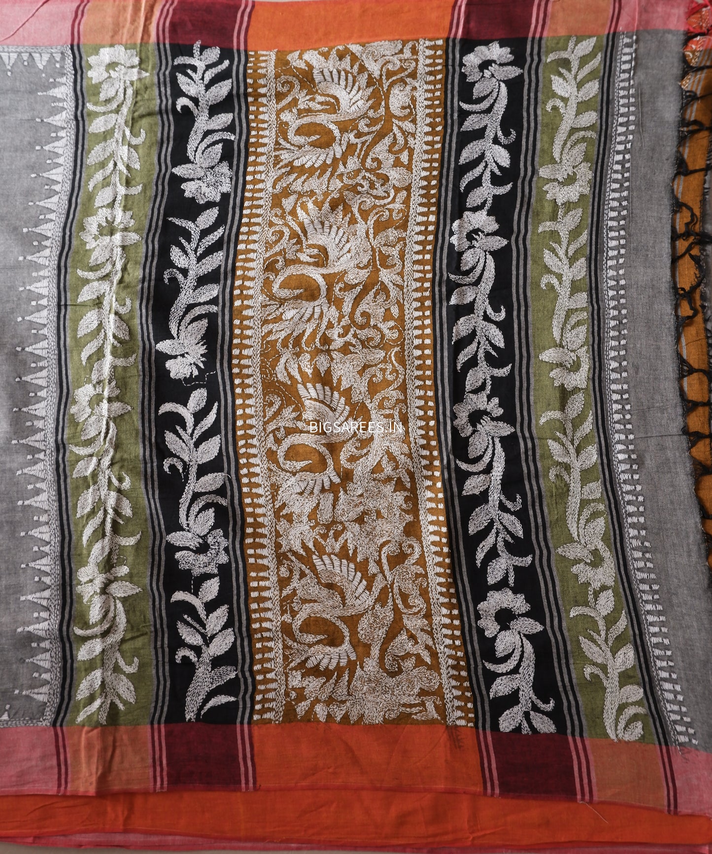 Kantha Hand Embroidered Pure Cotton Saree