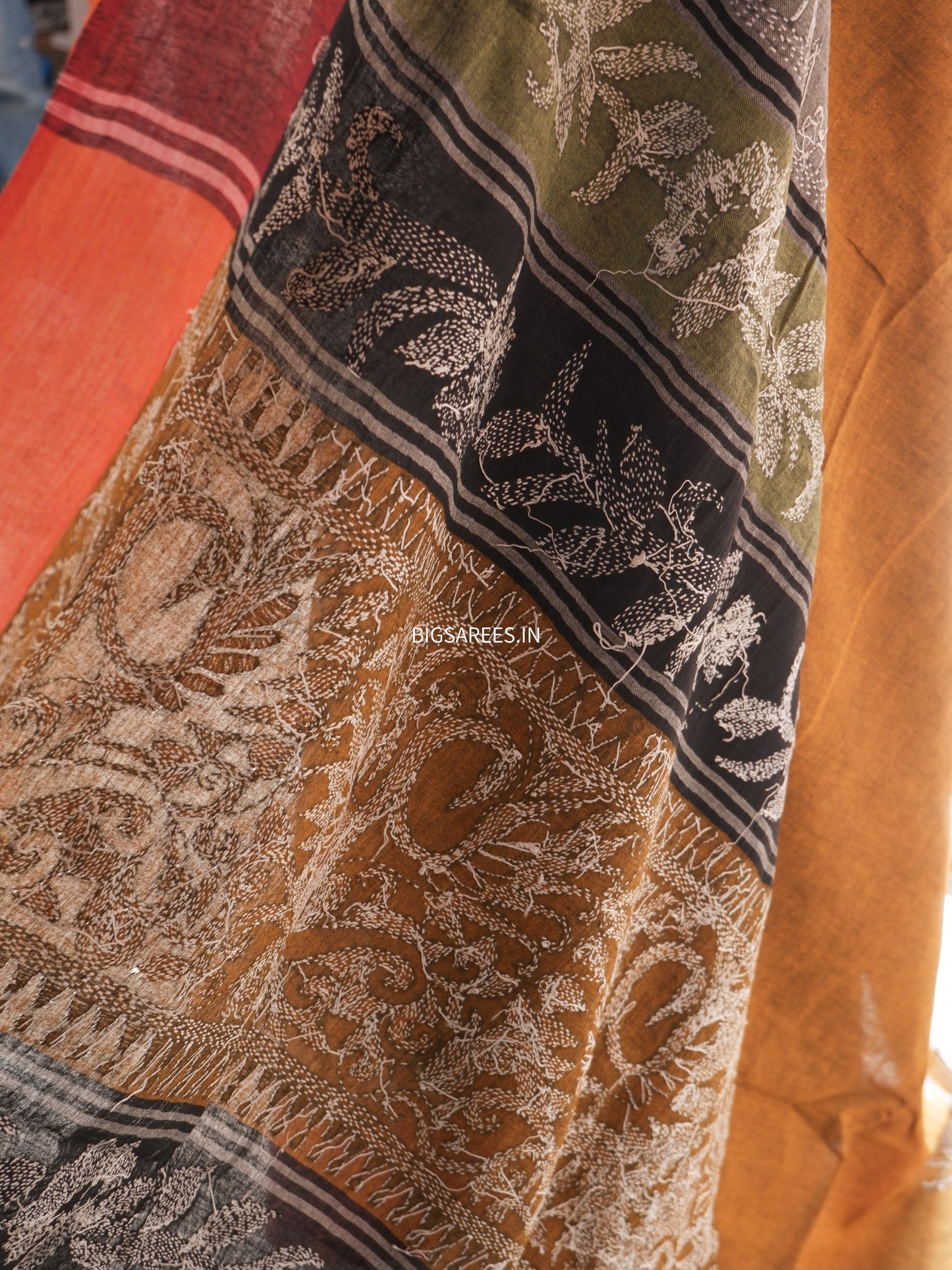 Kantha Hand Embroidered Pure Cotton Saree