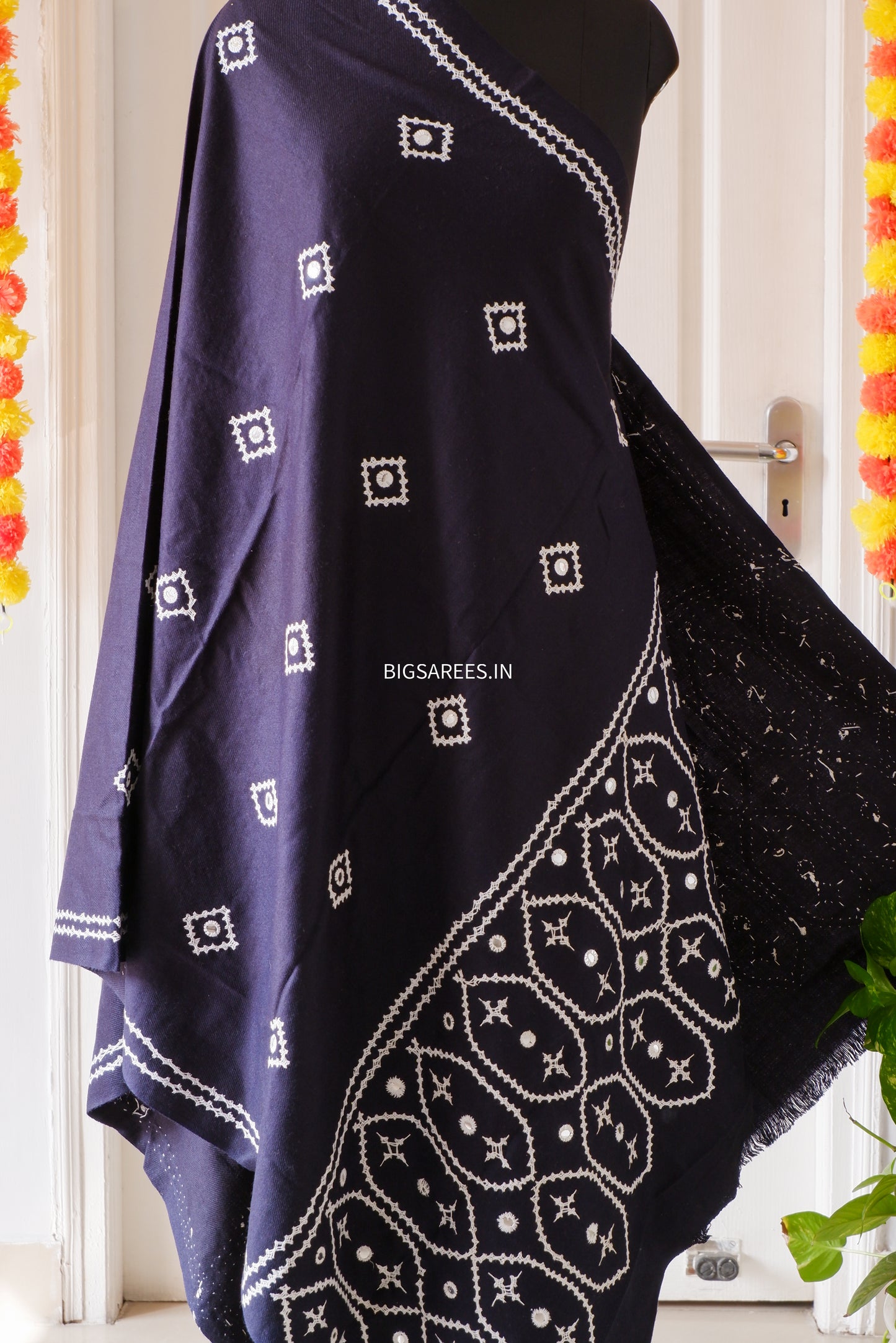 Gujrati Stitch Hand Embroidered Woollen Warm Shawl