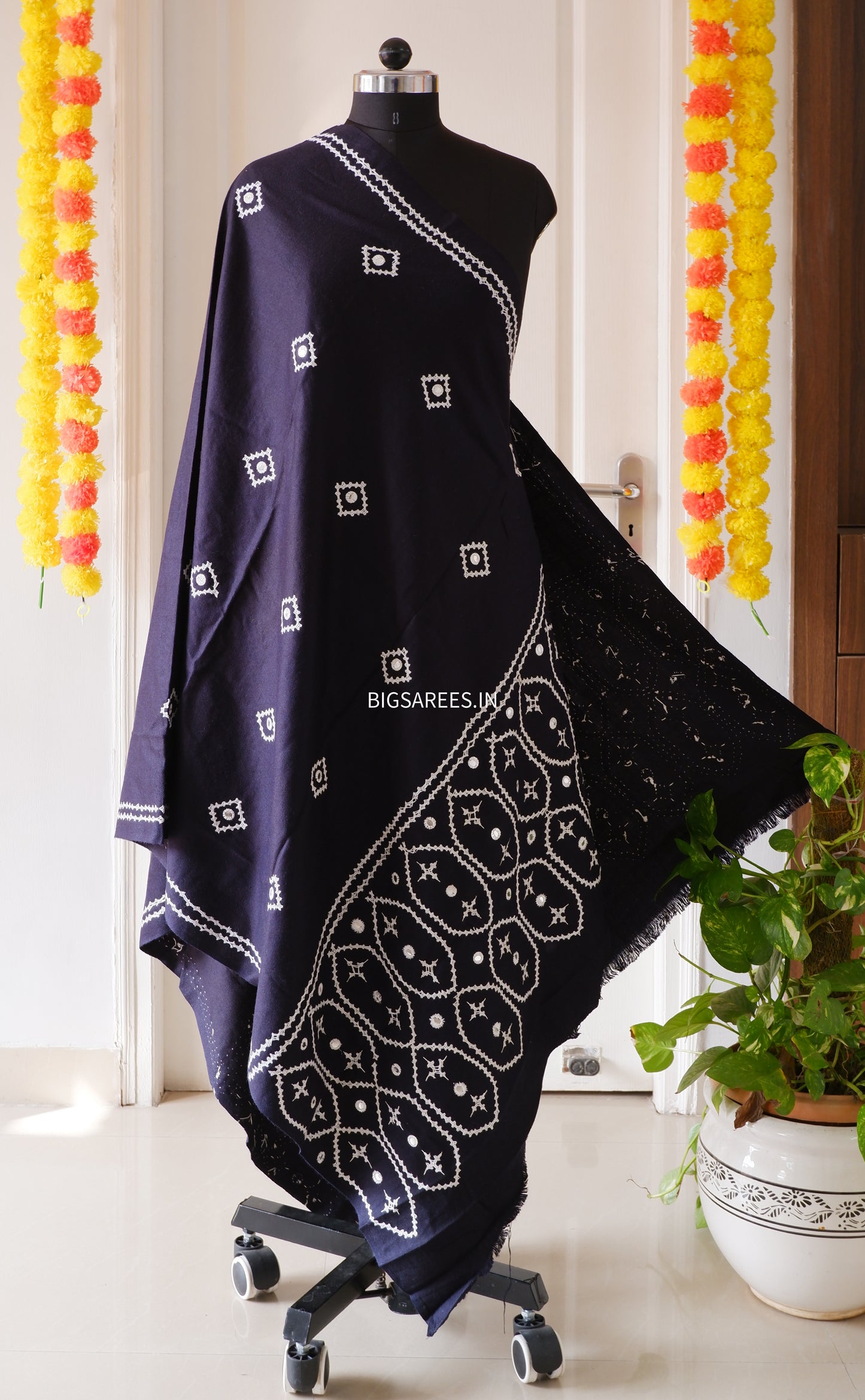 Gujrati Stitch Hand Embroidered Woollen Warm Shawl