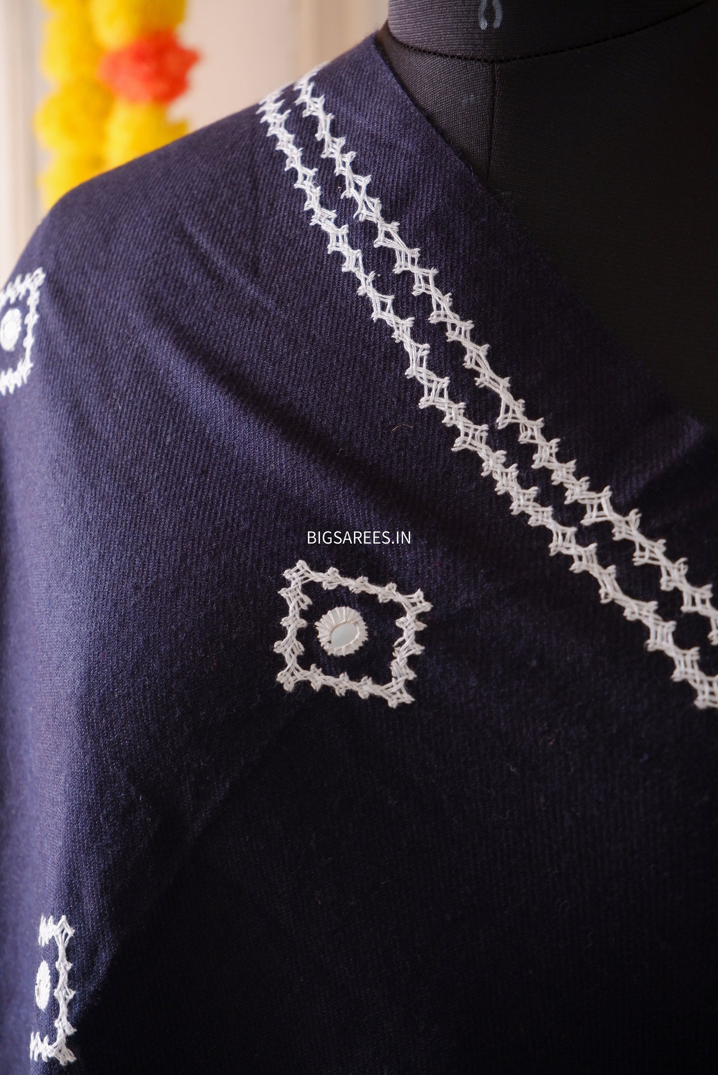 Gujrati Stitch Hand Embroidered Woollen Warm Shawl