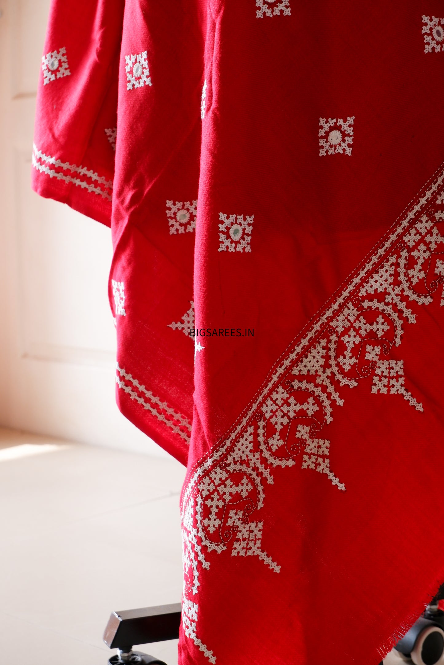 Gujrati Stitch Hand Embroidered Woollen Warm Shawl