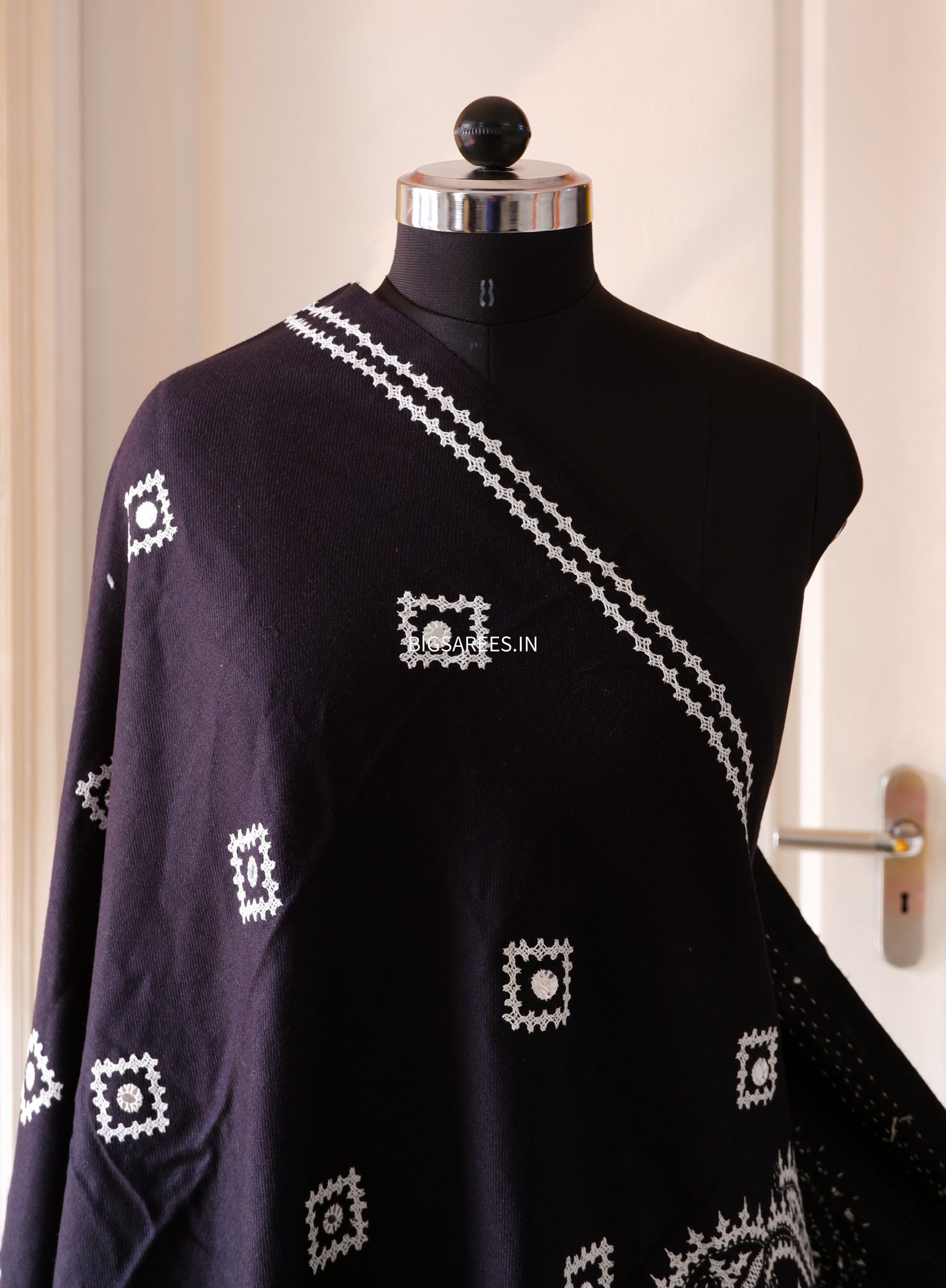 Gujrati Stitch Hand Embroidered Woollen Warm Shawl