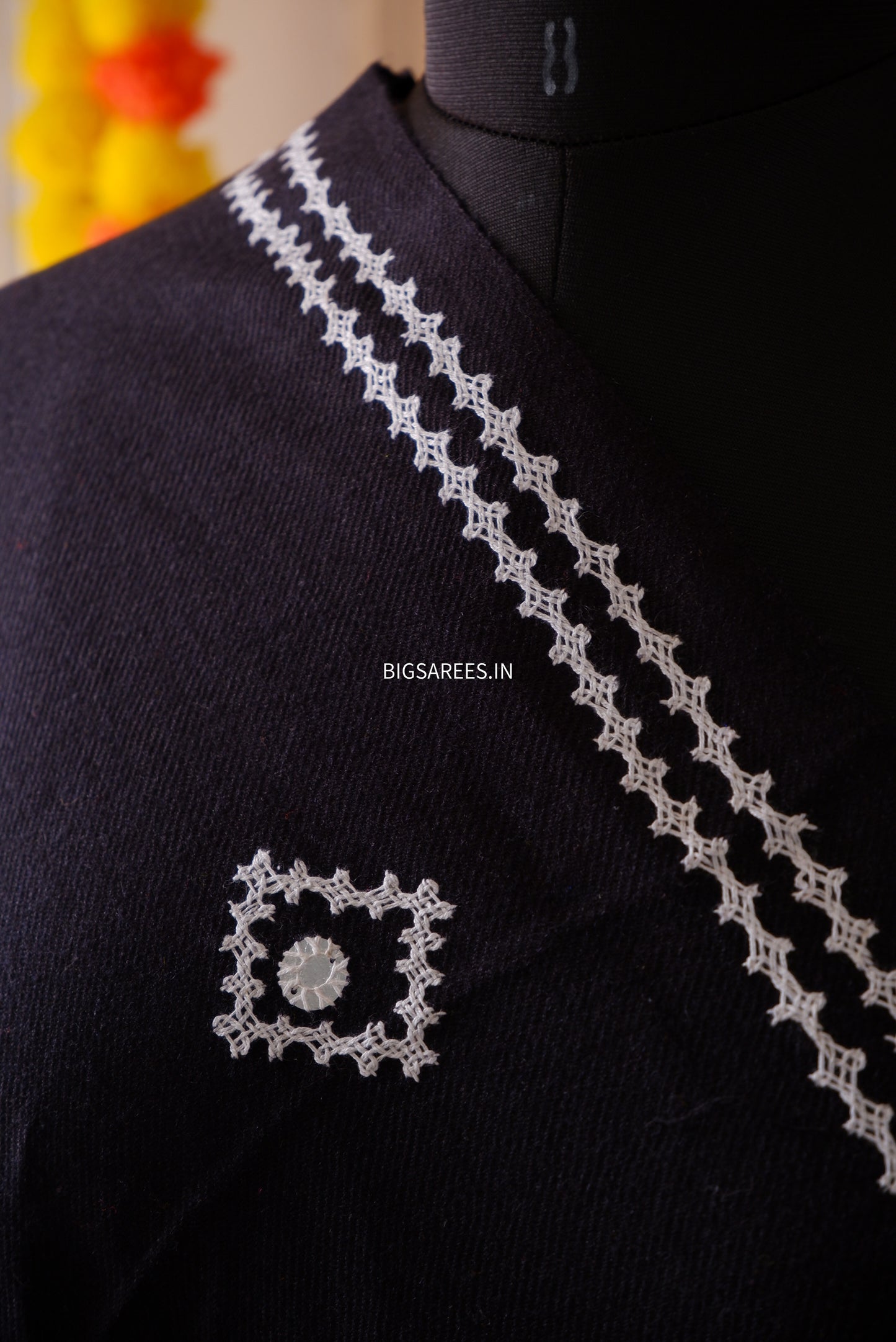 Gujrati Stitch Hand Embroidered Woollen Warm Shawl