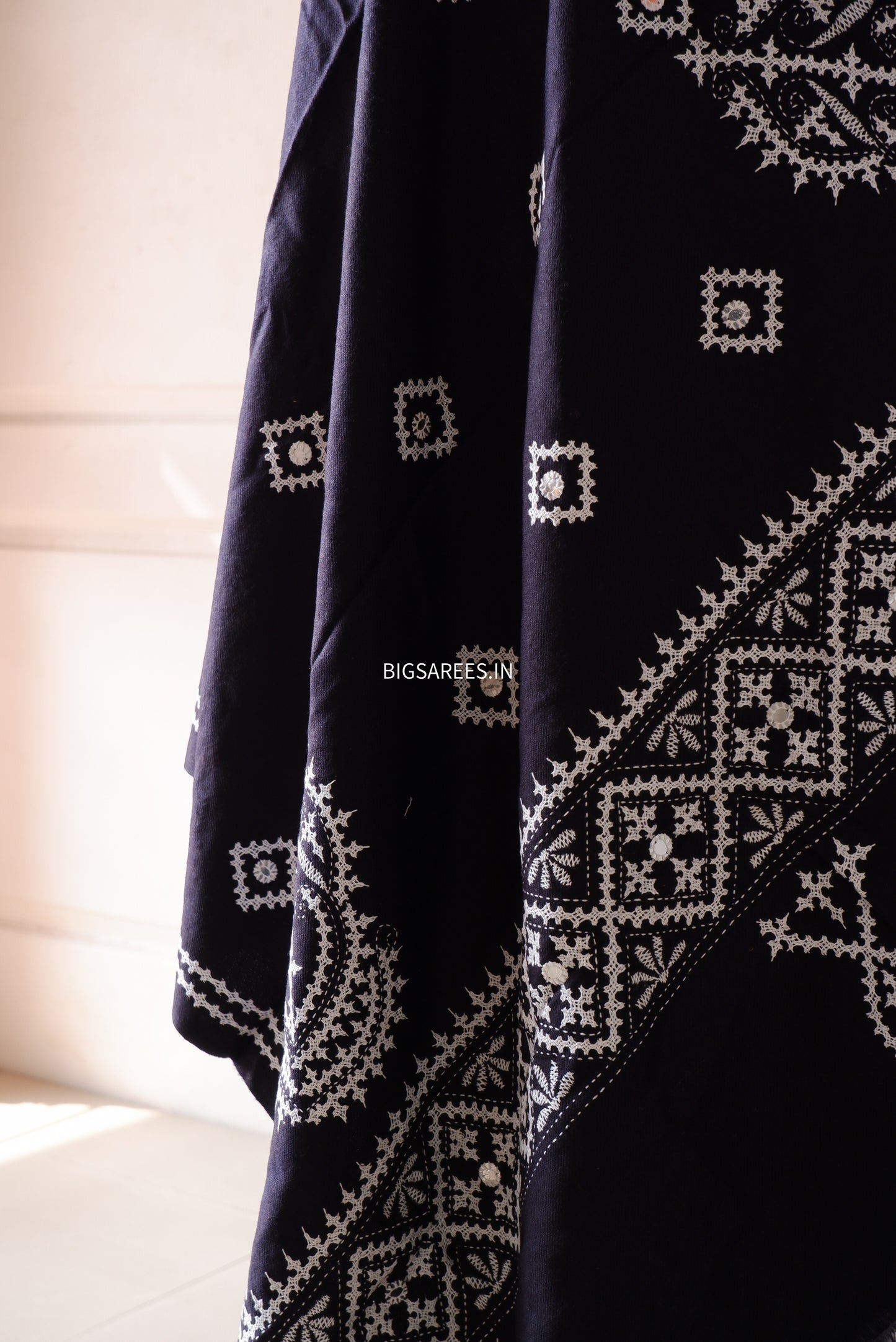 Gujrati Stitch Hand Embroidered Woollen Warm Shawl
