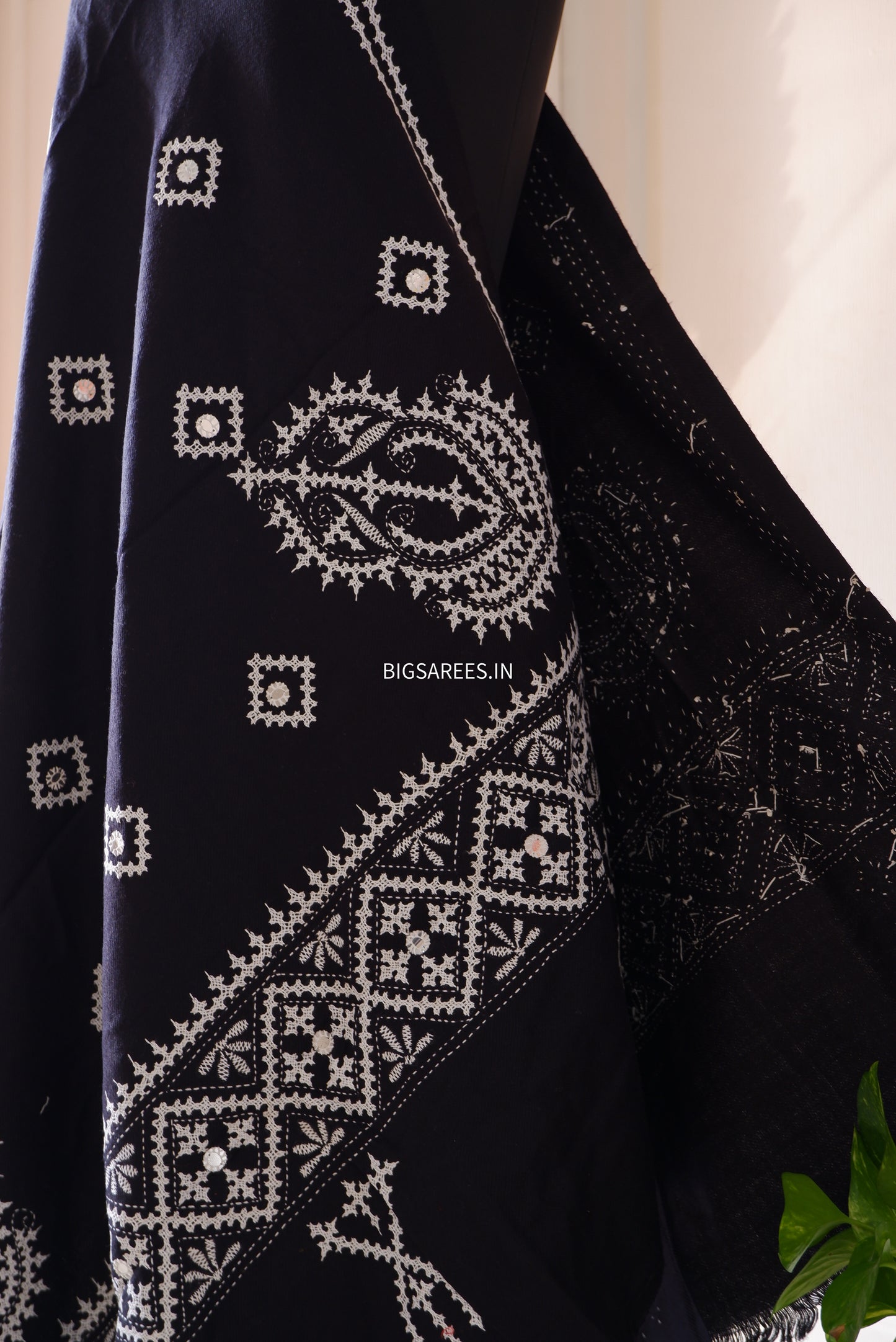 Gujrati Stitch Hand Embroidered Woollen Warm Shawl