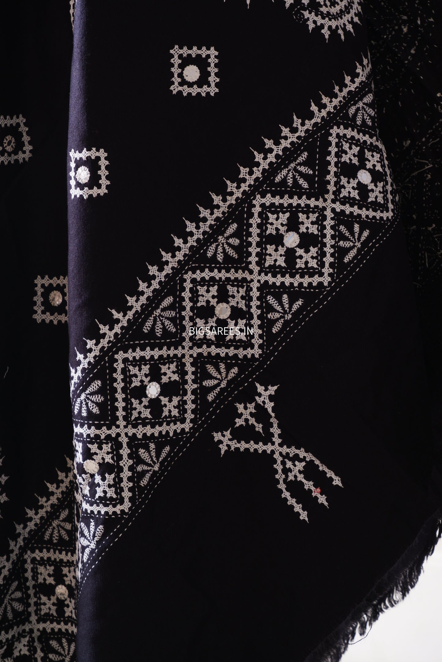 Gujrati Stitch Hand Embroidered Woollen Warm Shawl