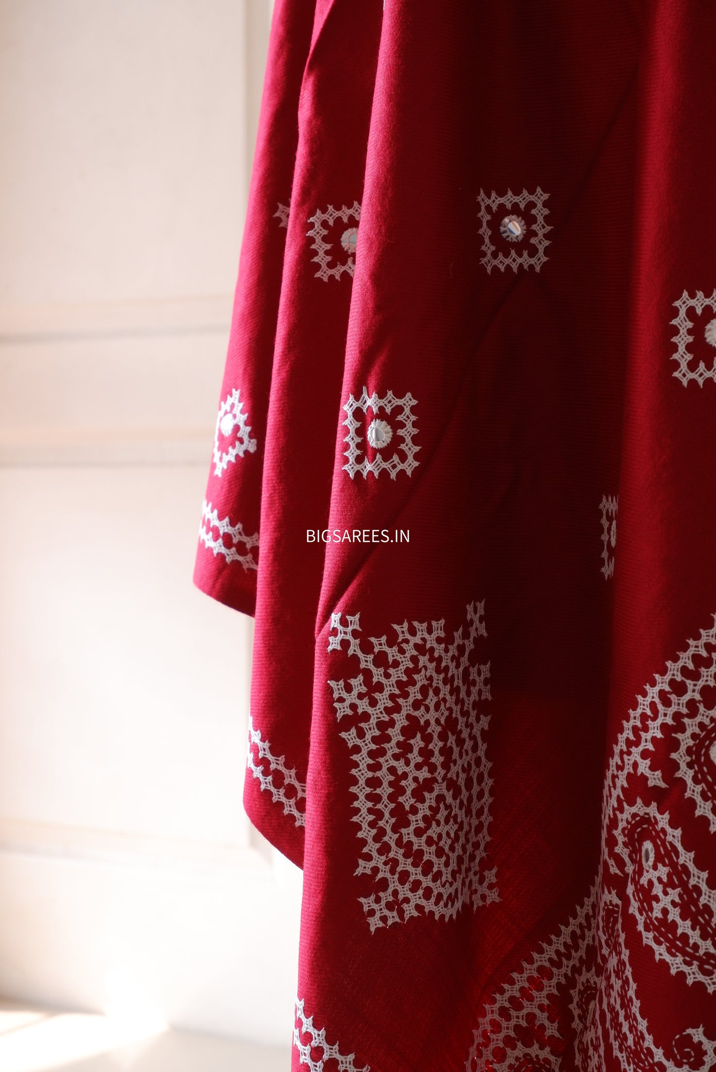 Gujrati Stitch Hand Embroidered Woollen Warm Shawl