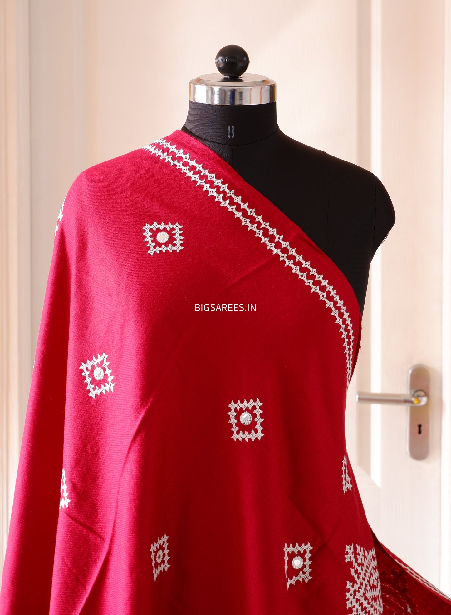 Gujrati Stitch Hand Embroidered Woollen Warm Shawl