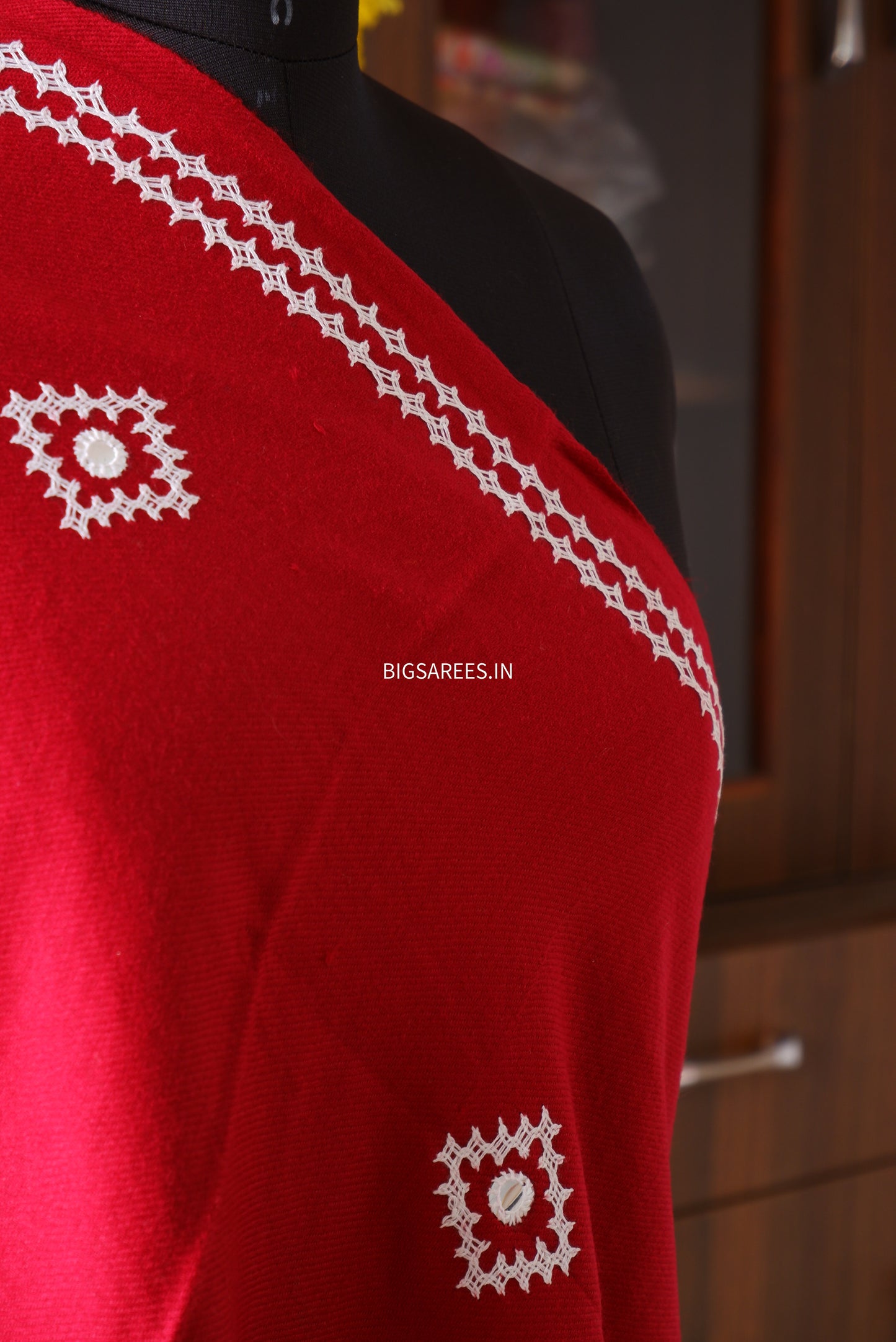 Gujrati Stitch Hand Embroidered Woollen Warm Shawl