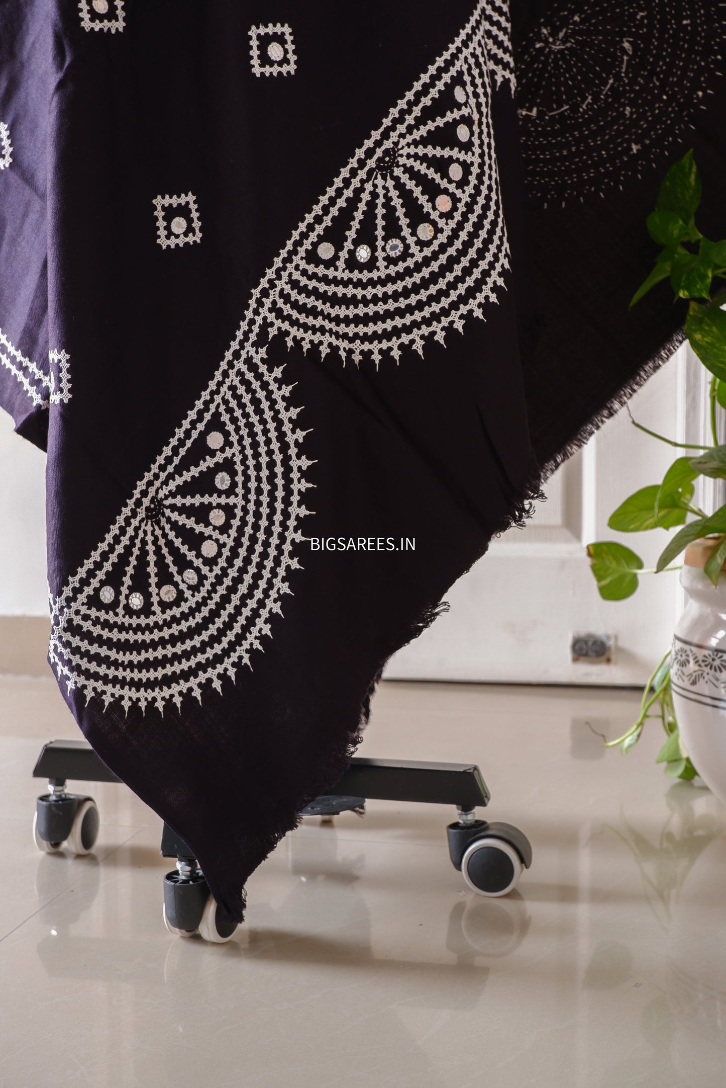 Gujrati Stitch Hand Embroidered Woollen Warm Shawl