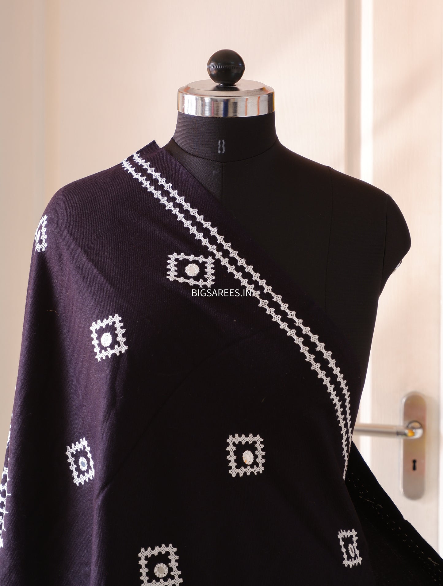 Gujrati Stitch Hand Embroidered Woollen Warm Shawl