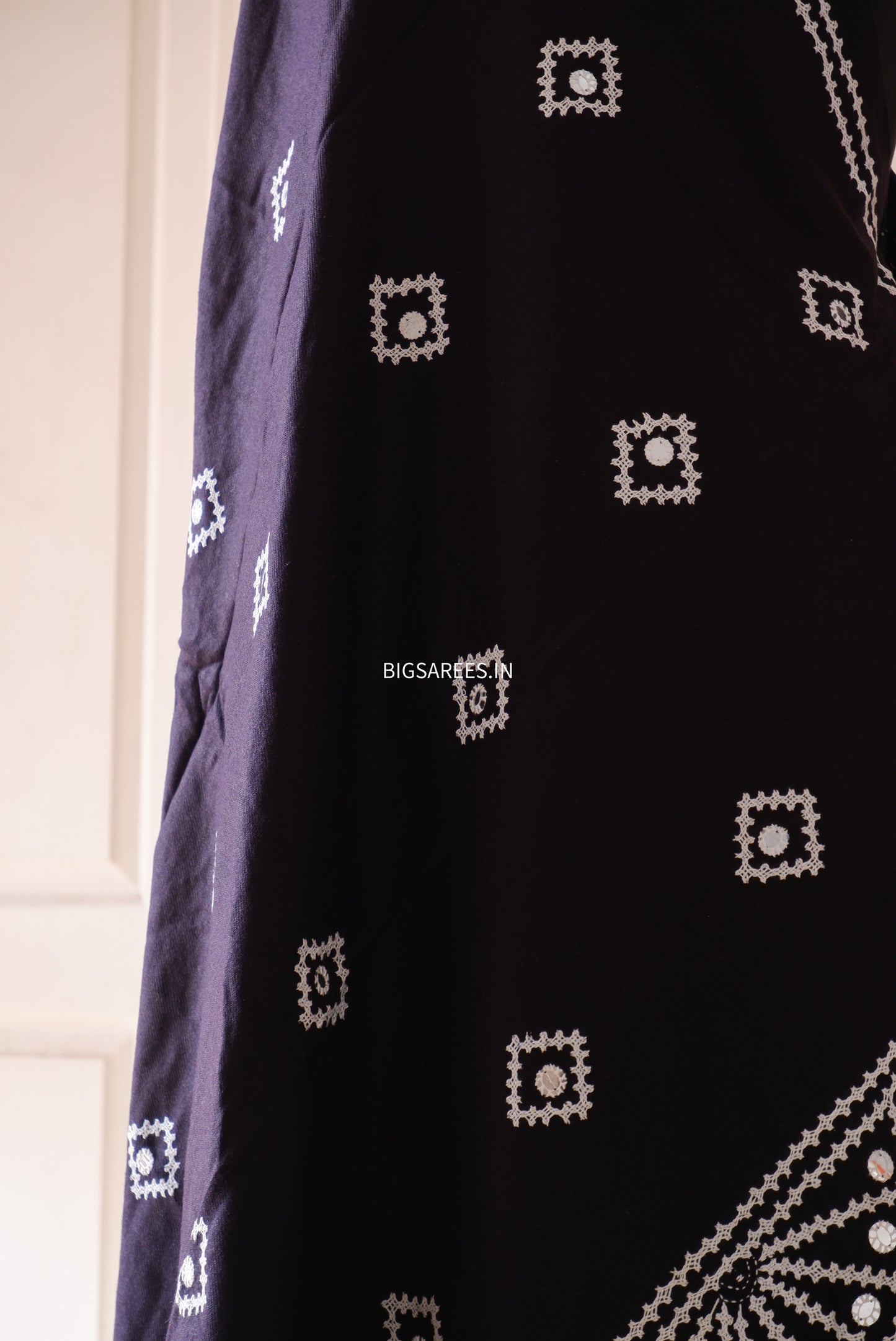 Gujrati Stitch Hand Embroidered Woollen Warm Shawl