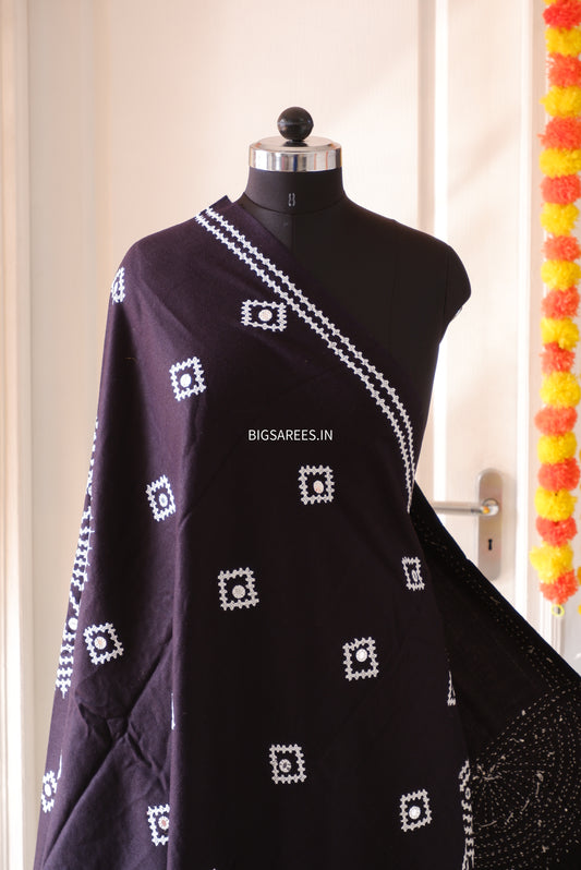 Gujrati Stitch Hand Embroidered Woollen Warm Shawl