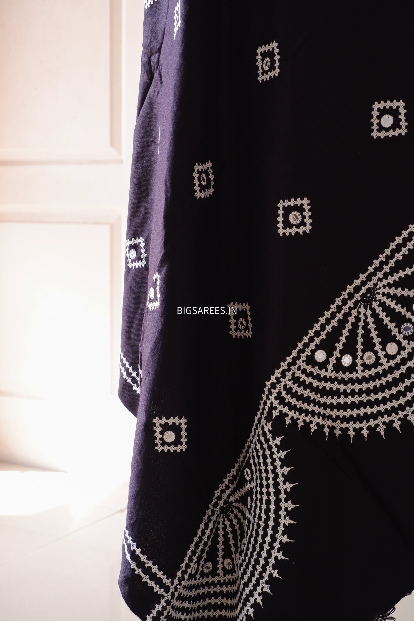 Gujrati Stitch Hand Embroidered Woollen Warm Shawl