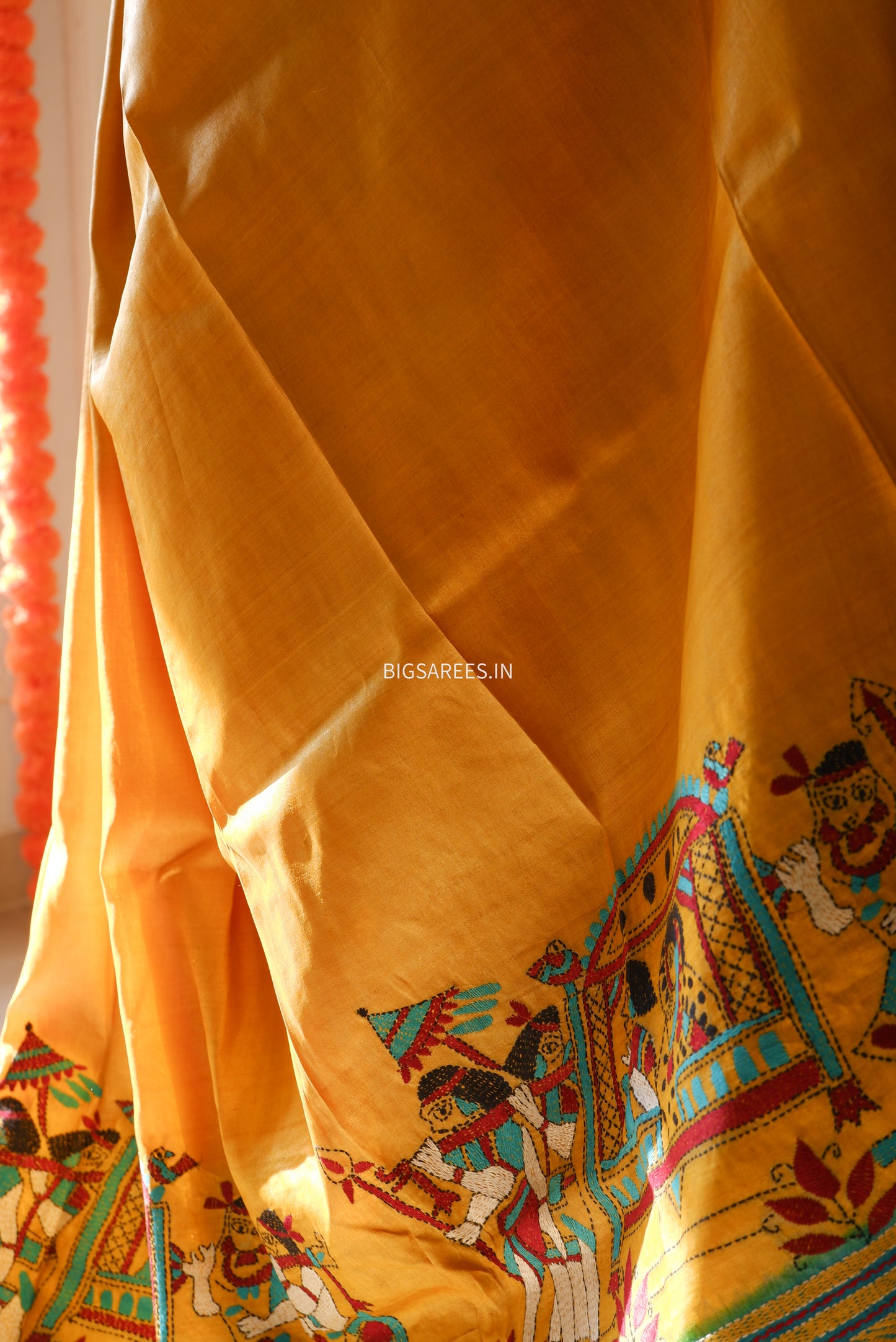Kantha Hand Embroidered Pure Tussar Silk Saree