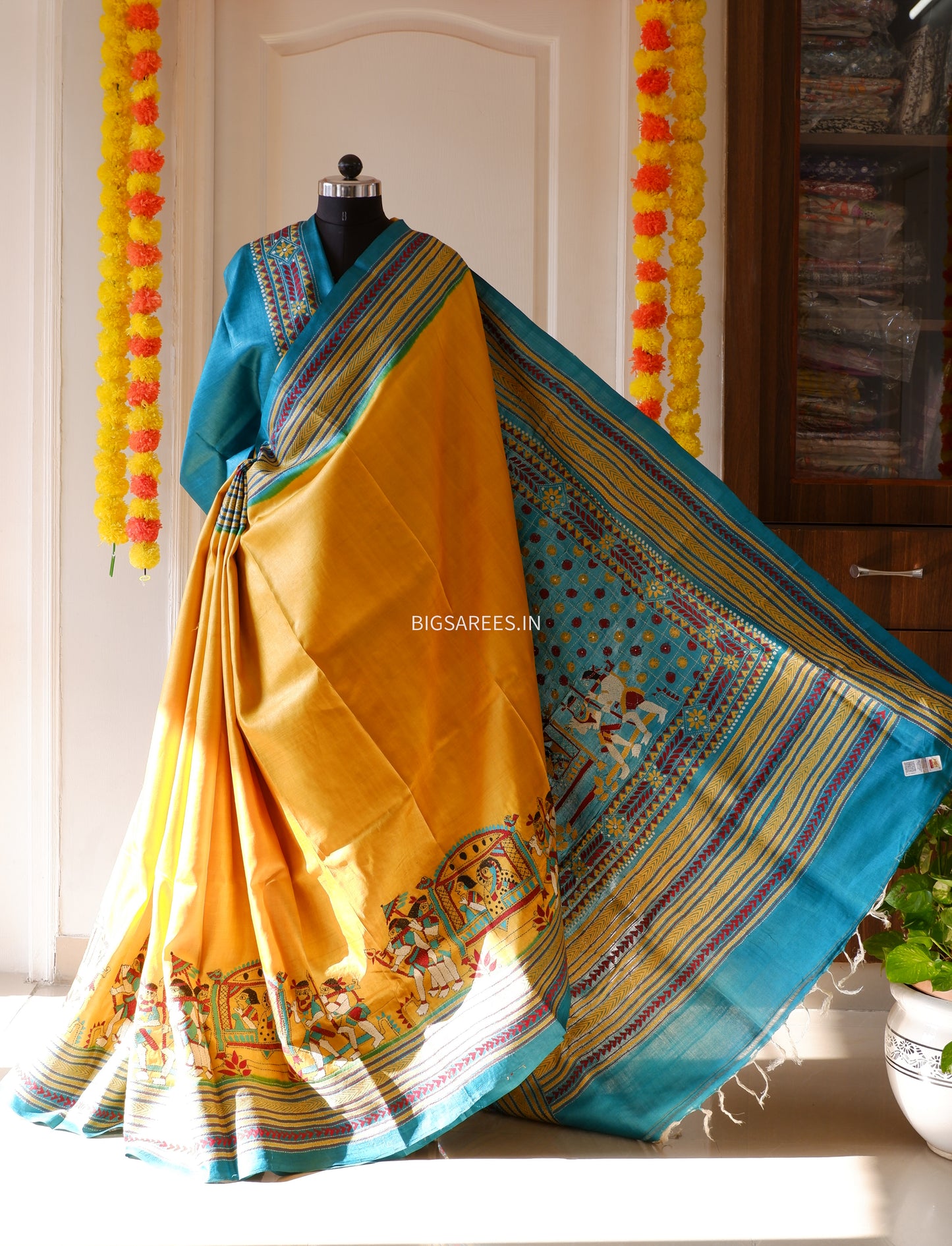 Kantha Hand Embroidered Pure Tussar Silk Saree