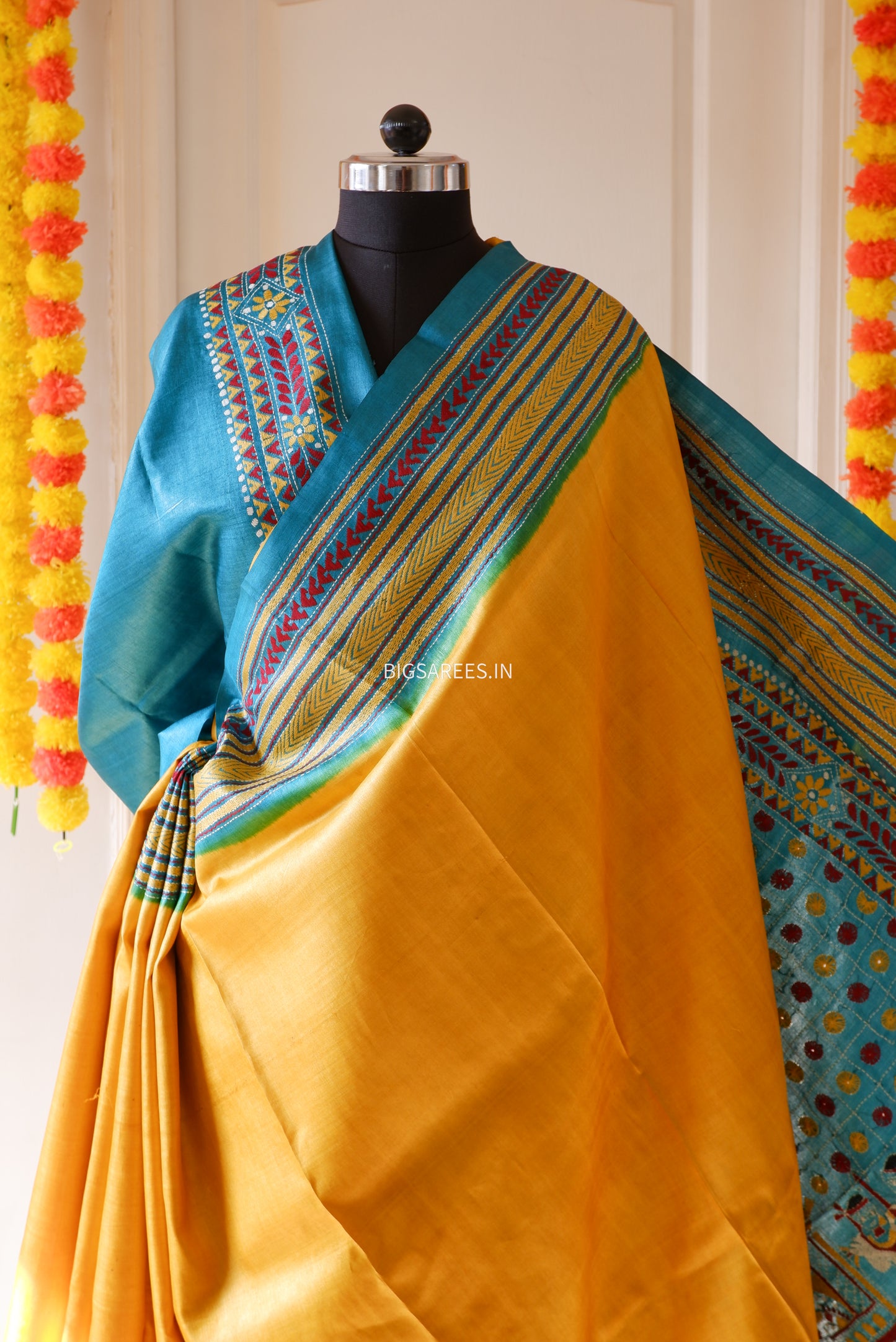 Kantha Hand Embroidered Pure Tussar Silk Saree