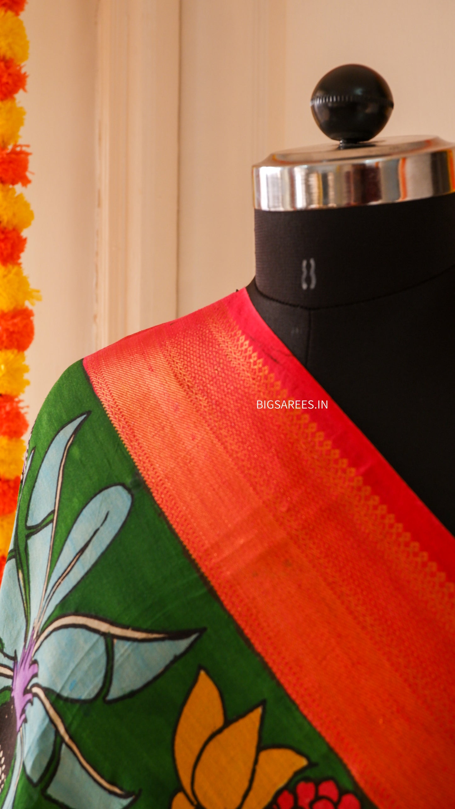 Pen Kalamkari hand painted Banglore Silk Dupatta