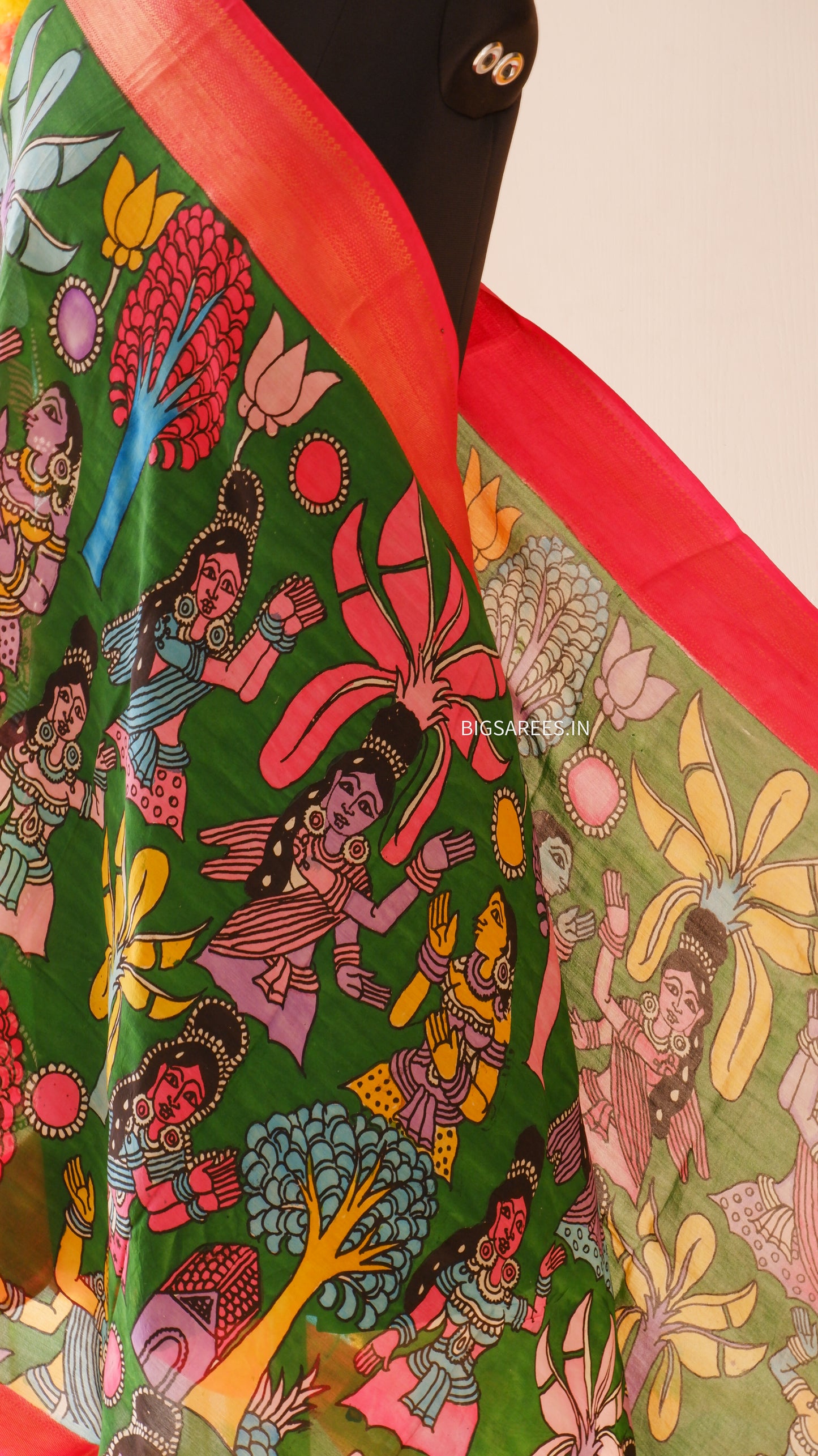 Pen Kalamkari hand painted Banglore Silk Dupatta