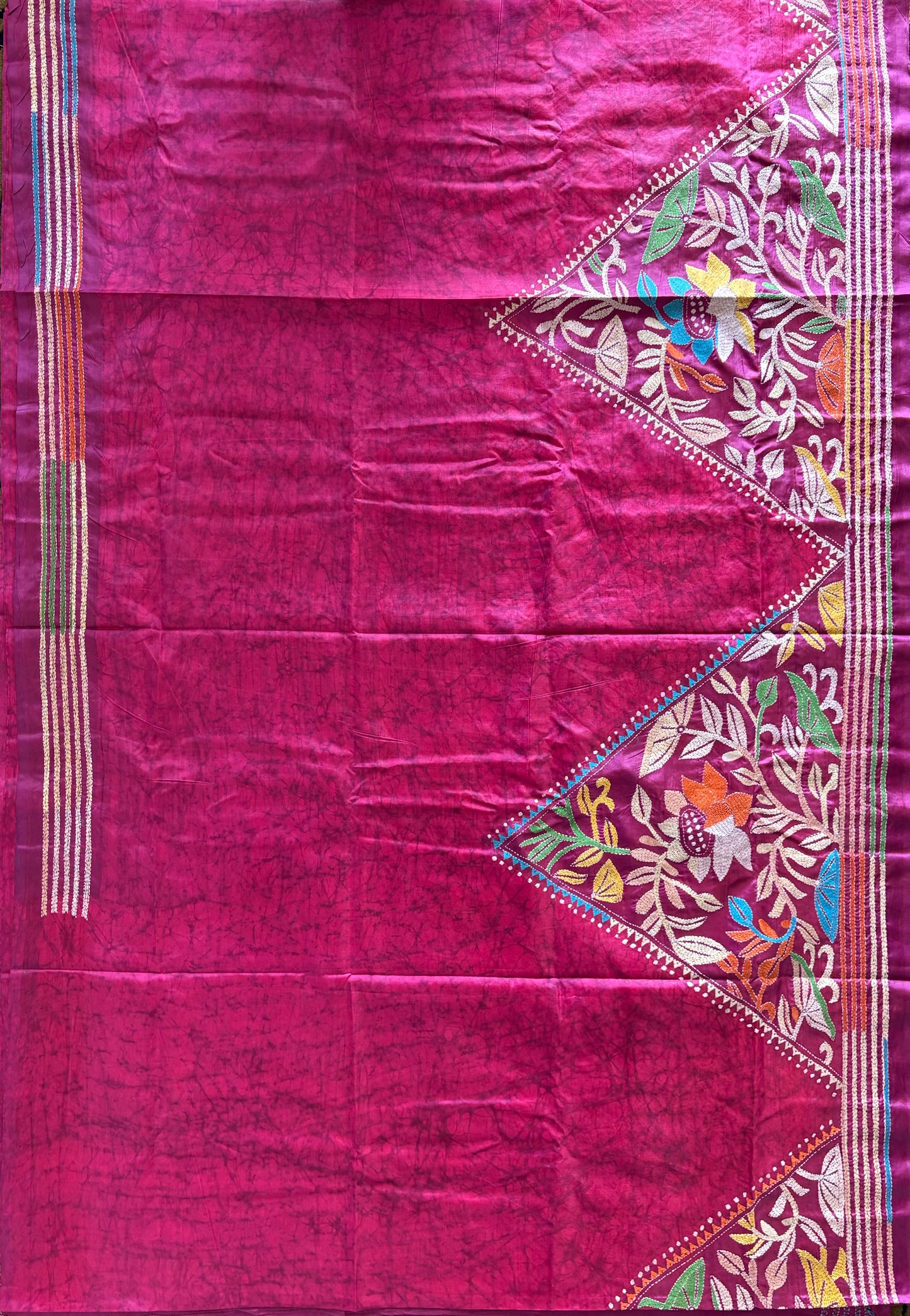 Kantha Stitch Hand Work Art Silk Saree With Blouse