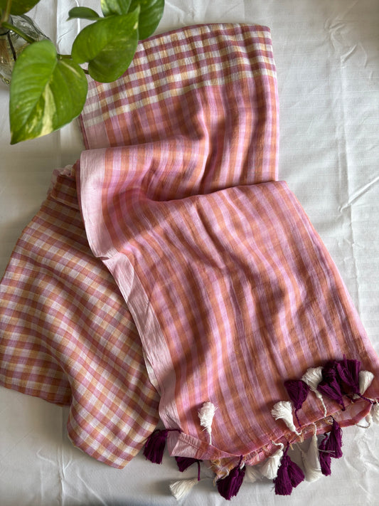 Mul Cotton check Saree