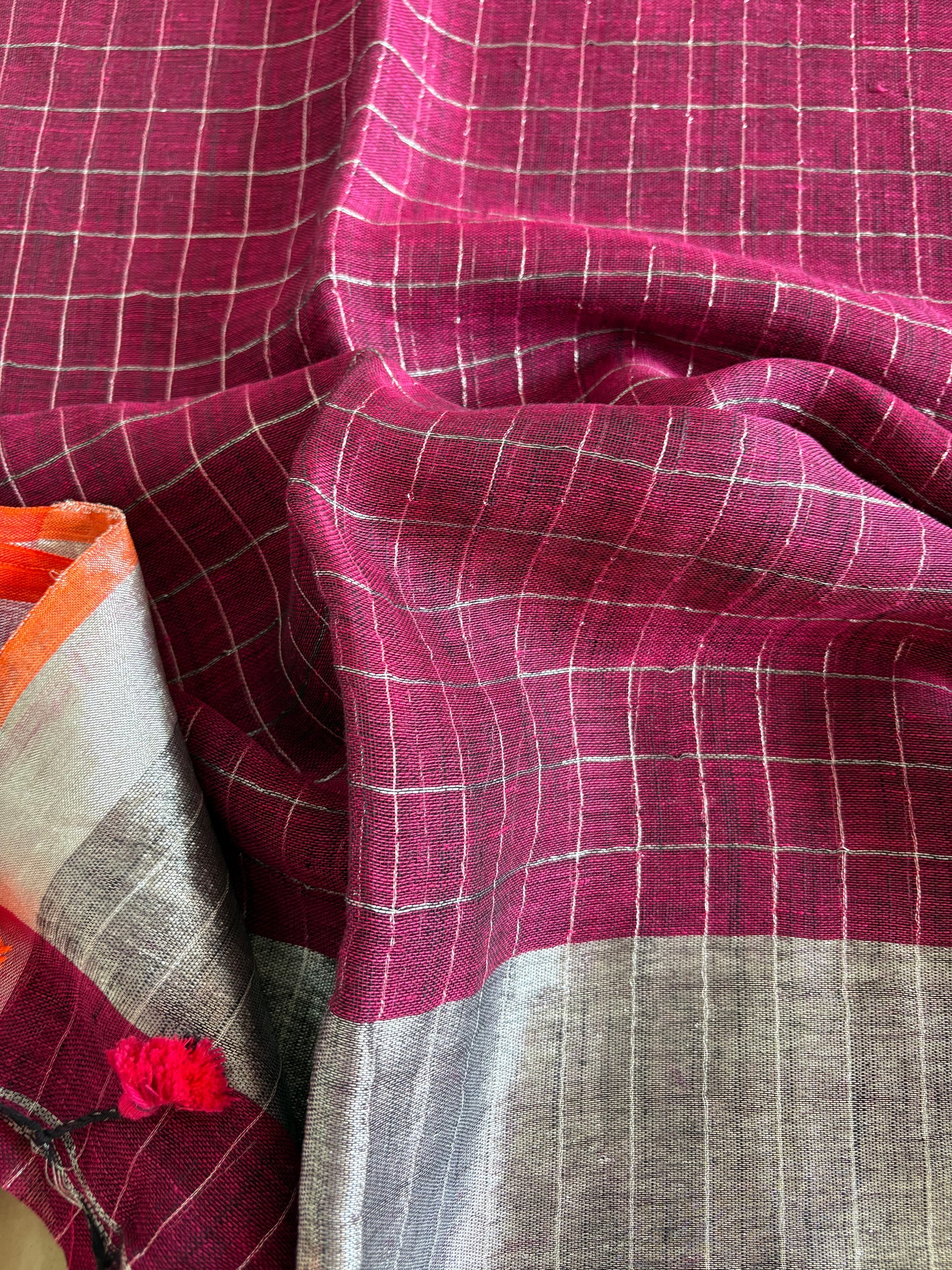 Pure Linen By Linen handloom Saree (handloom marked)