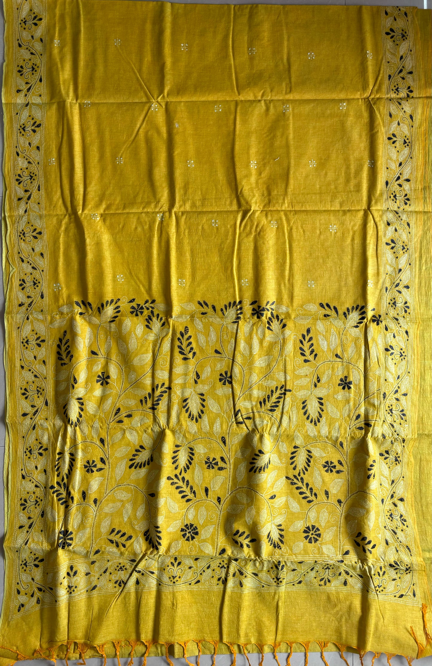 Kantha Hand Embroidered Pure Cotton Saree