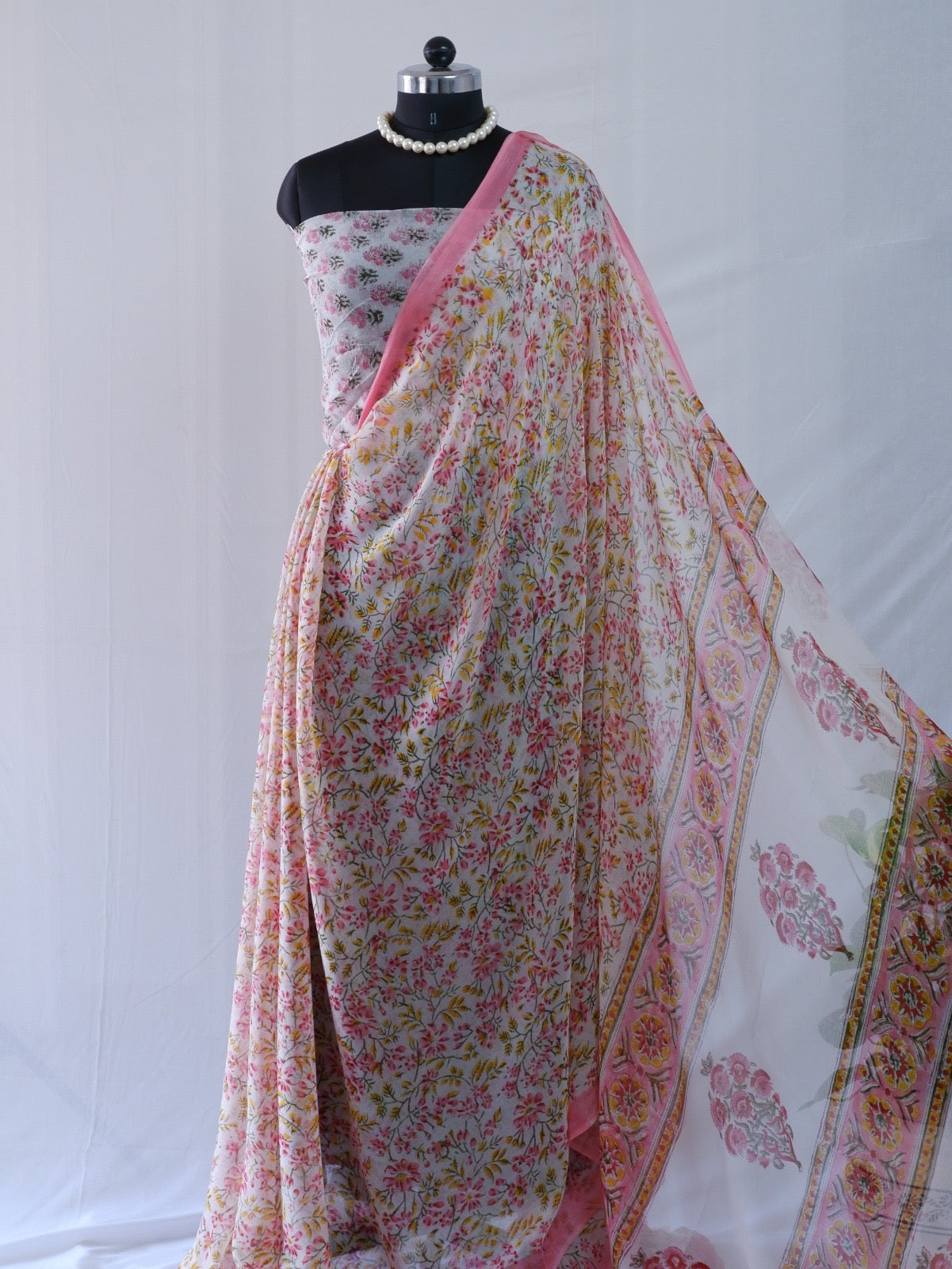 Hand Block Print Saree | Pure Chiffon