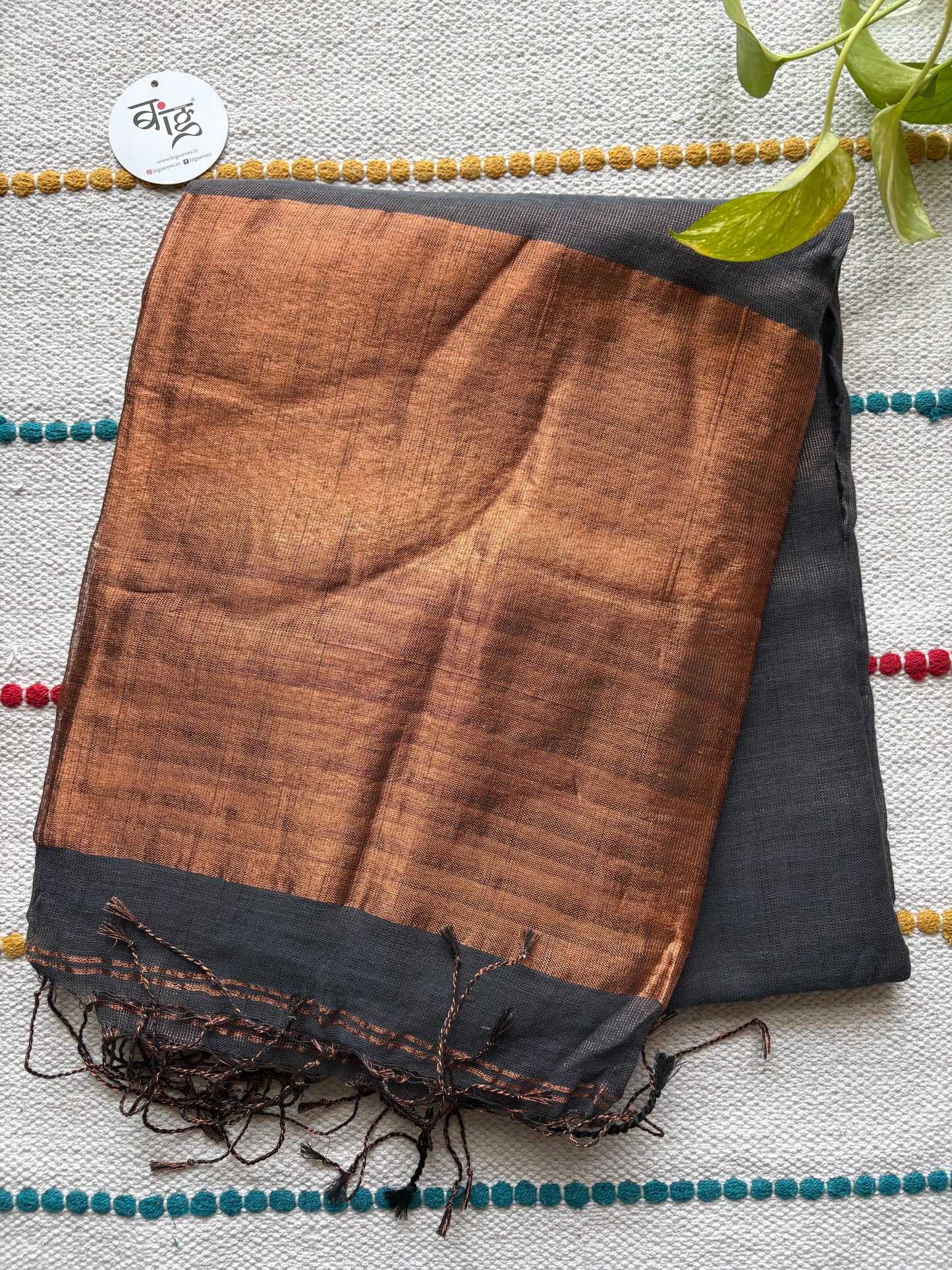 Tissue Linen Blend Handwoven Saree | Handloom Marked | Grey