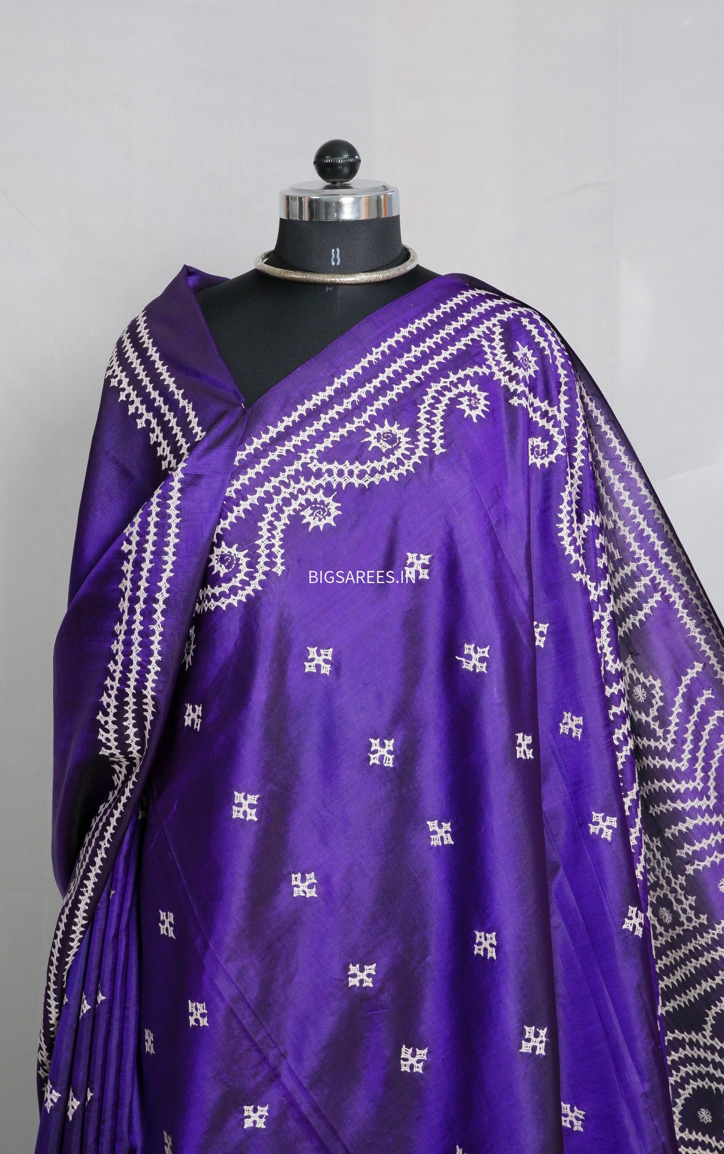 Kutch Hand Embroidered Pure Banglore Silk Saree