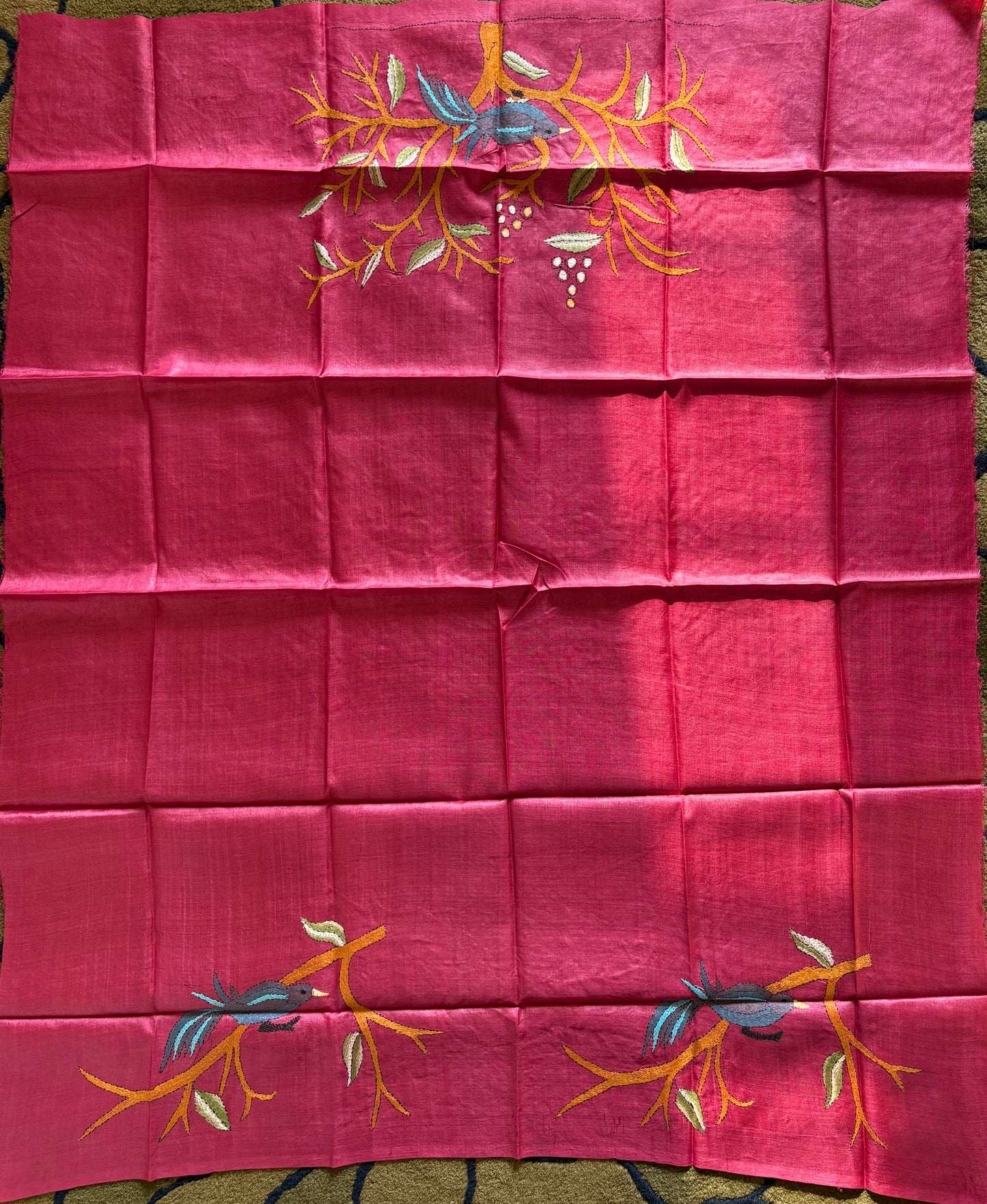 Kantha Stitch Pure Silk Blouse Piece